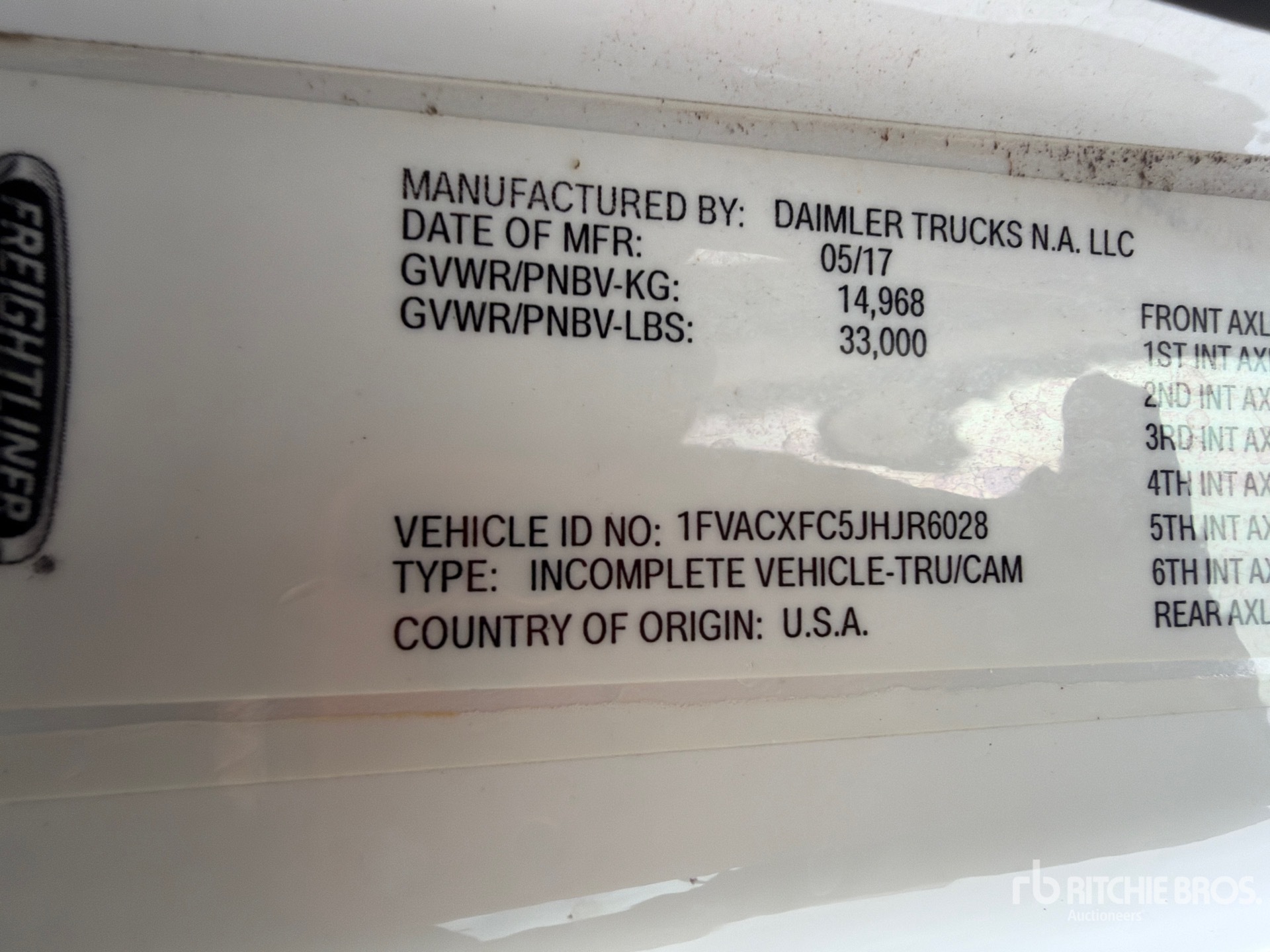 General Appearance with Serial Number / VIN