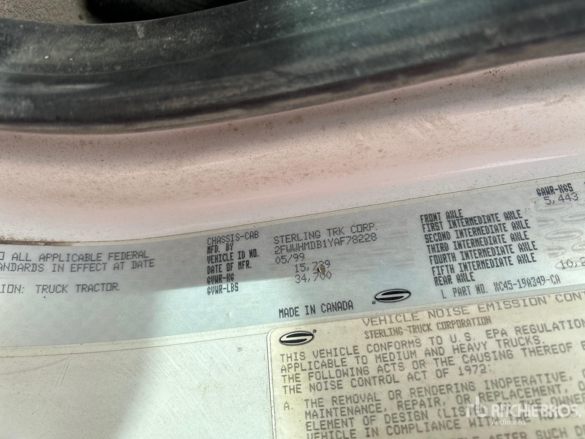 General Appearance with Serial Number / VIN