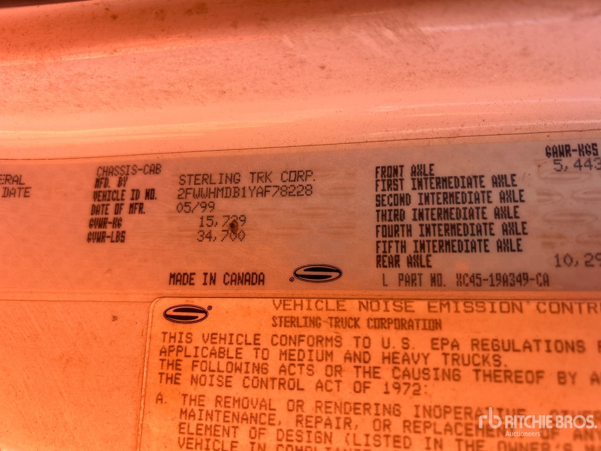 General Appearance with N.º de serie/VIN