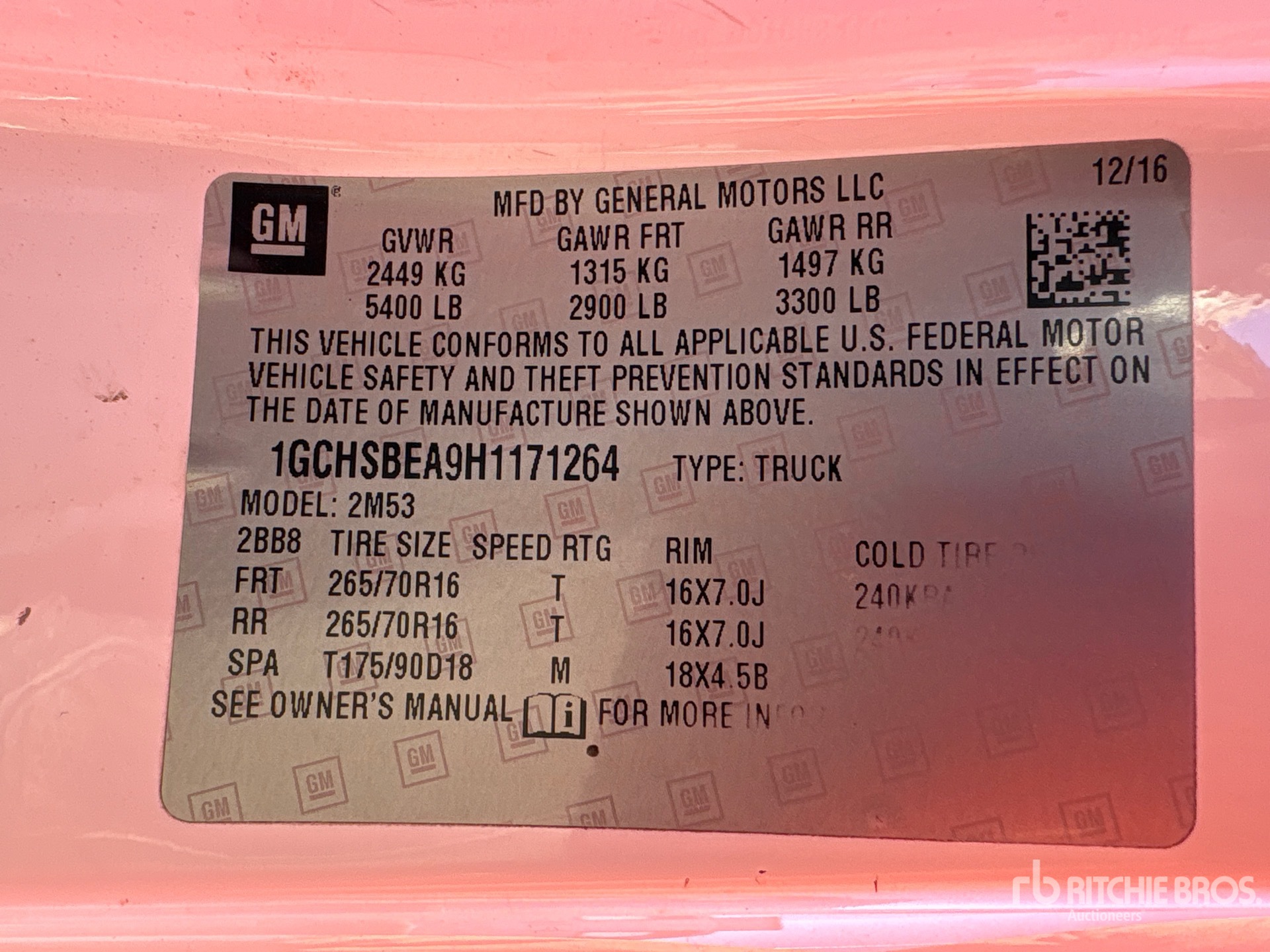 General Appearance with Serial Number / VIN