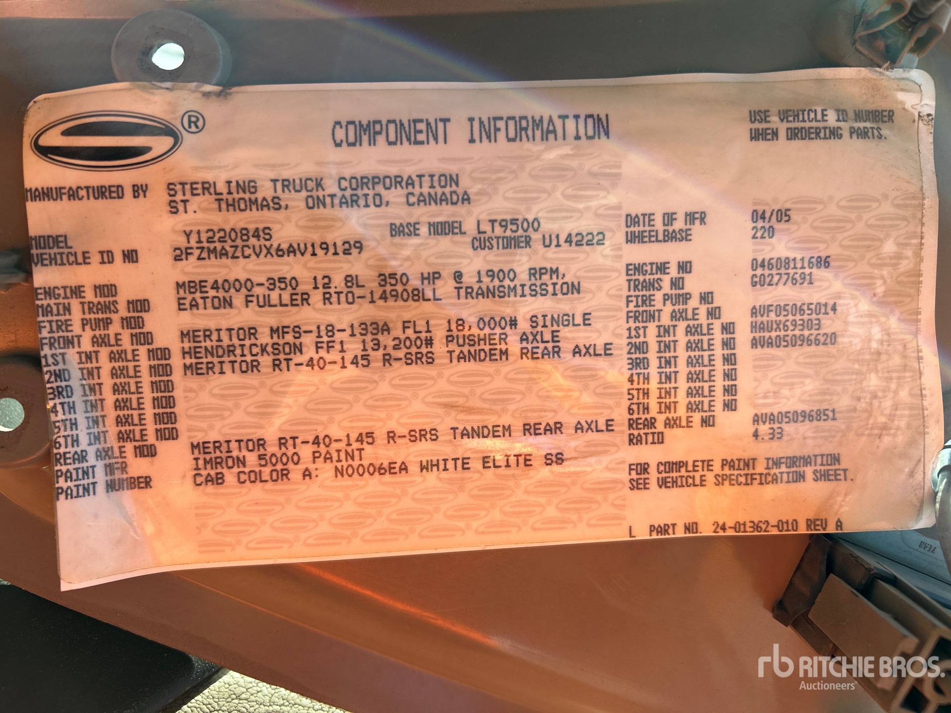 General Appearance with N.º de serie/VIN