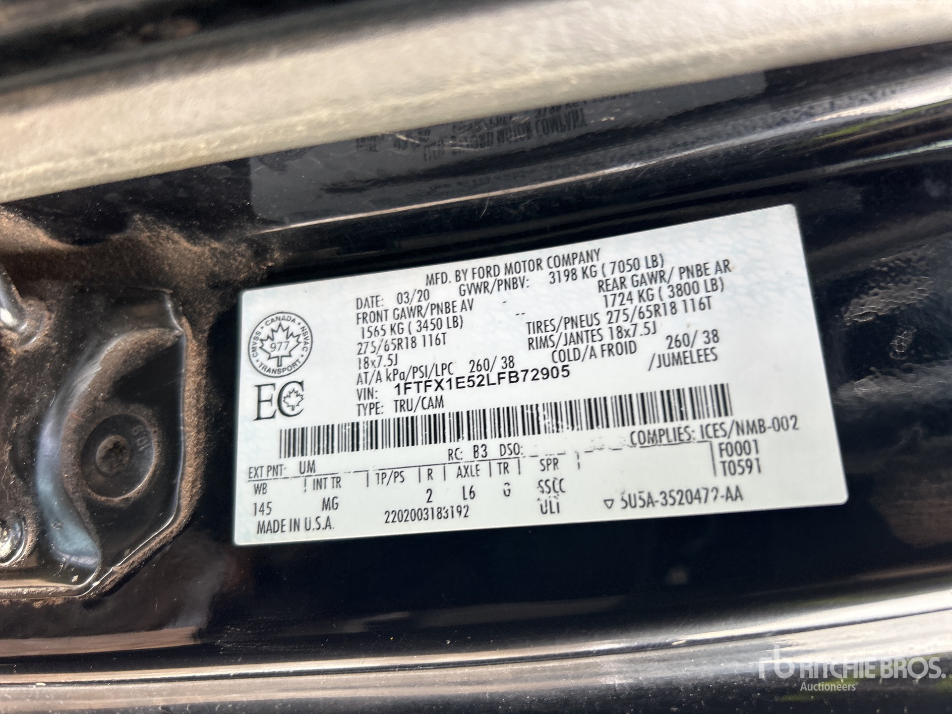 General Appearance with Serial Number / VIN