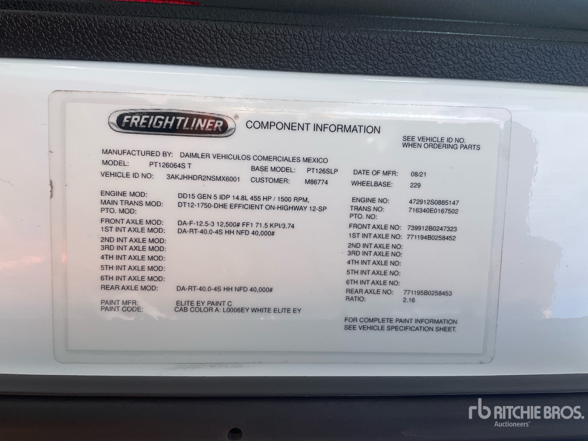 General Appearance with Serial Number / VIN