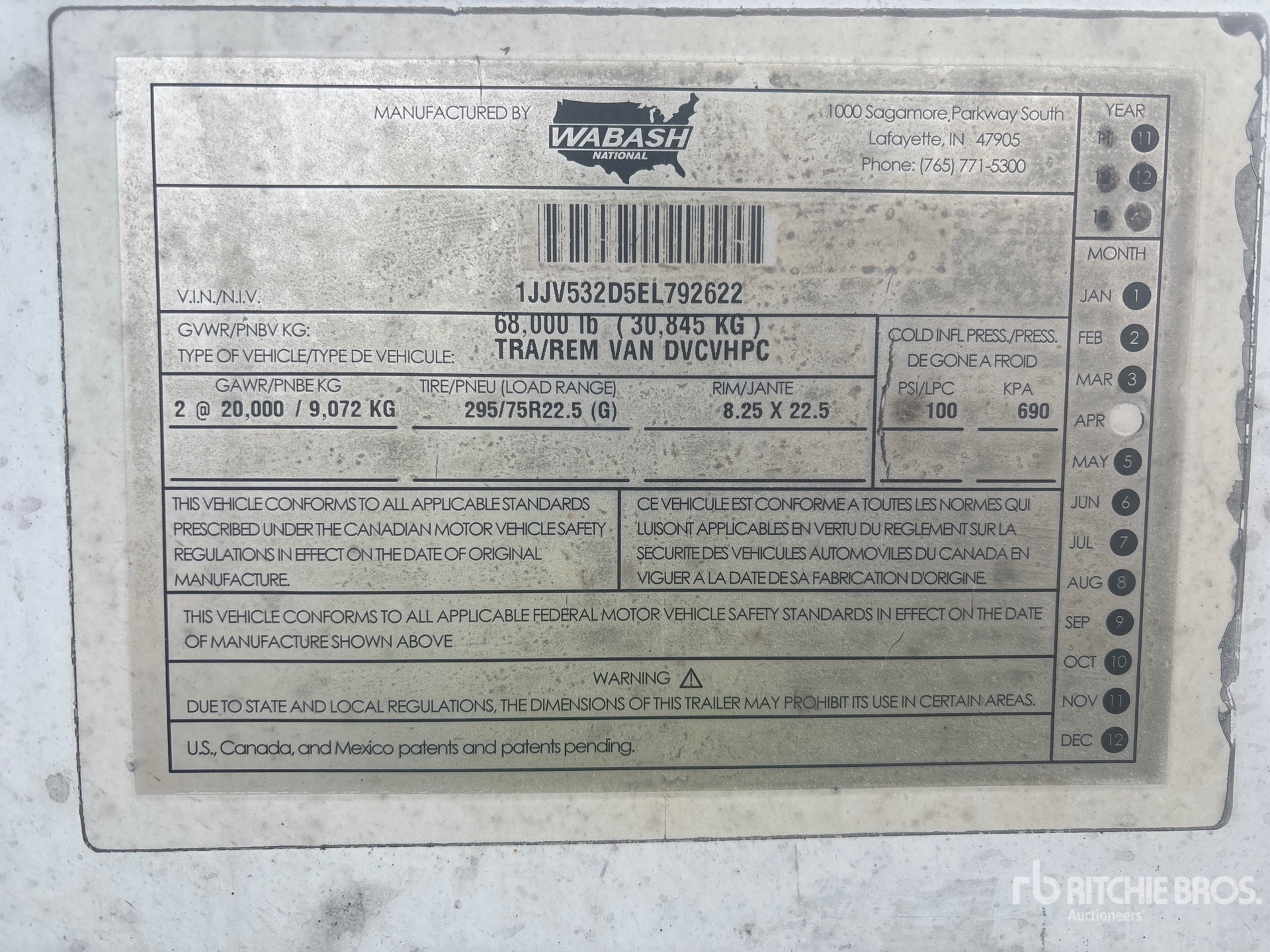 General Appearance with Serial Number / VIN