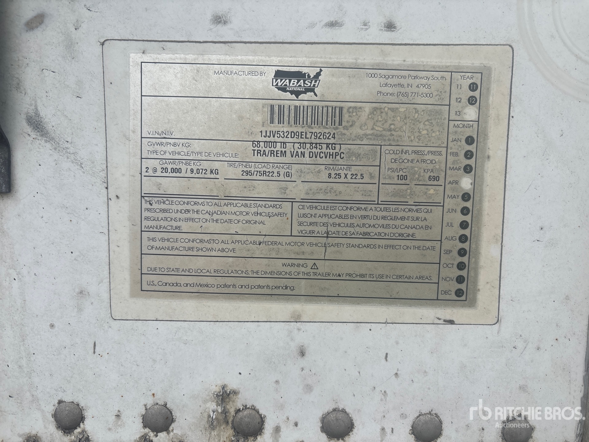 General Appearance with Serial Number / VIN