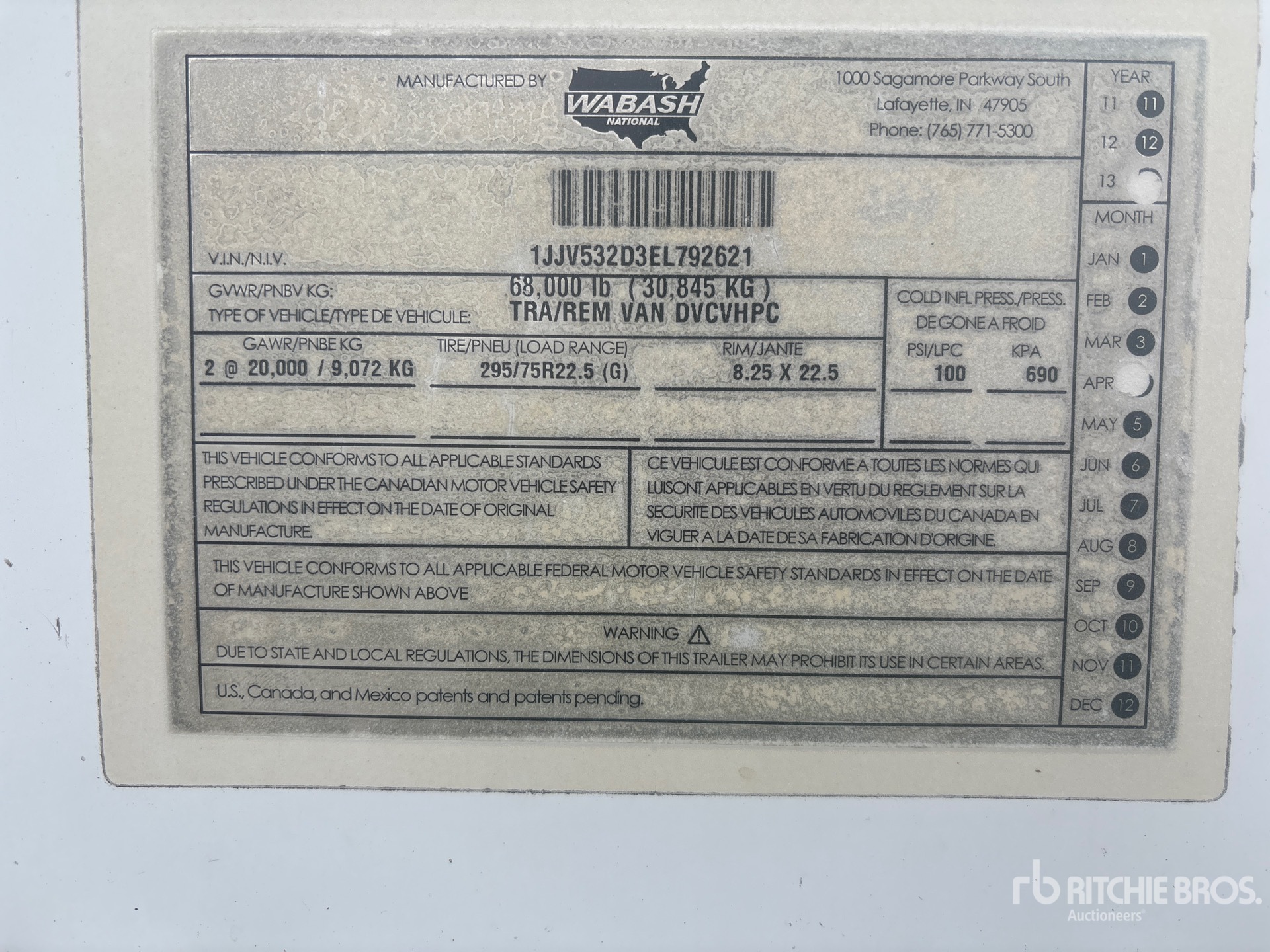 General Appearance with Serial Number / VIN