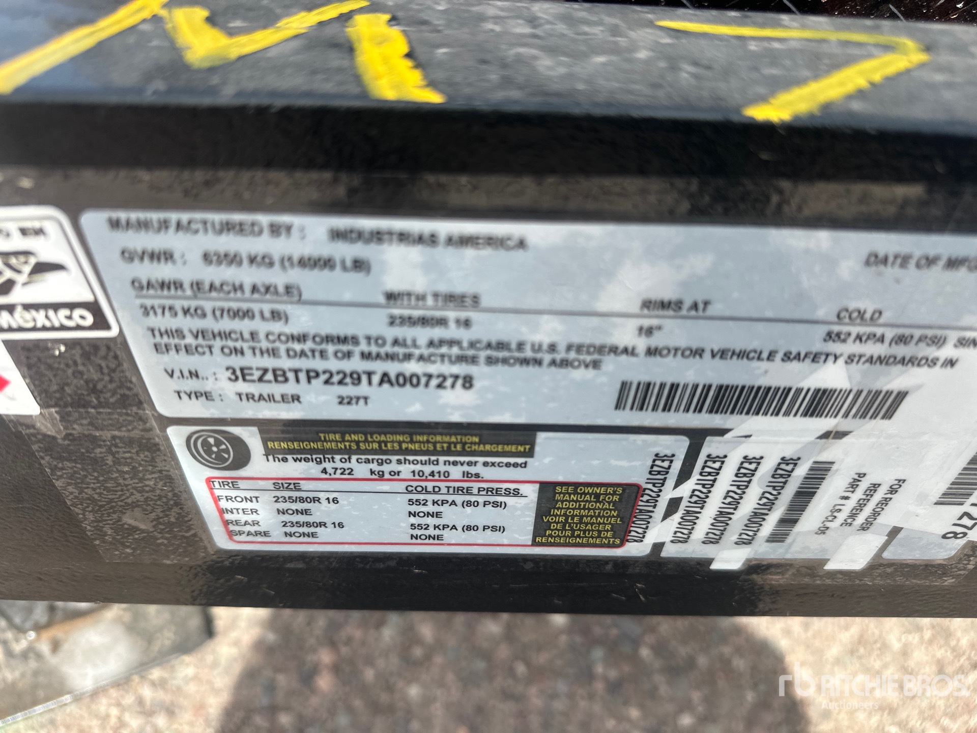 General Appearance with Serial Number / VIN