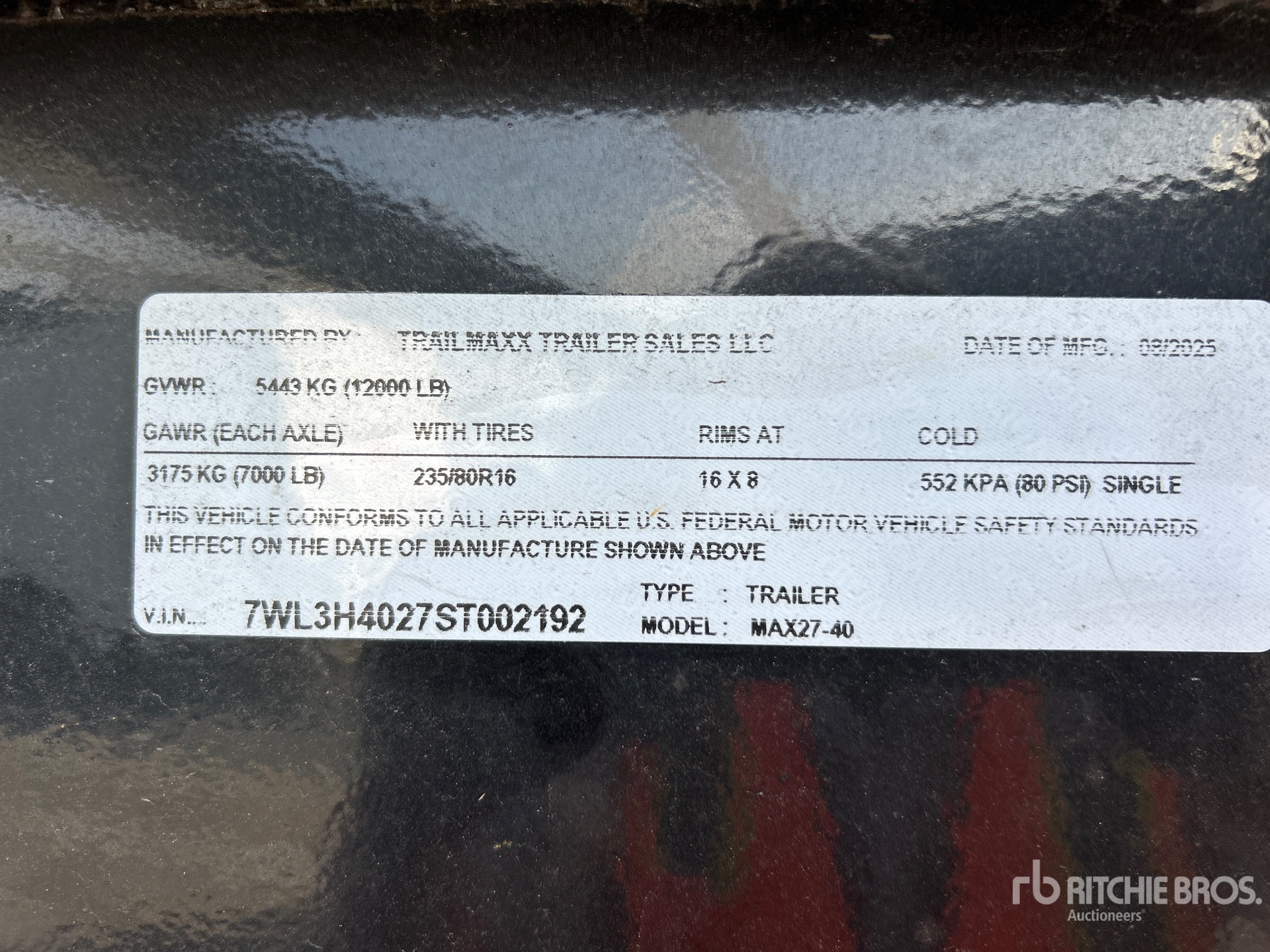 General Appearance with Serial Number / VIN