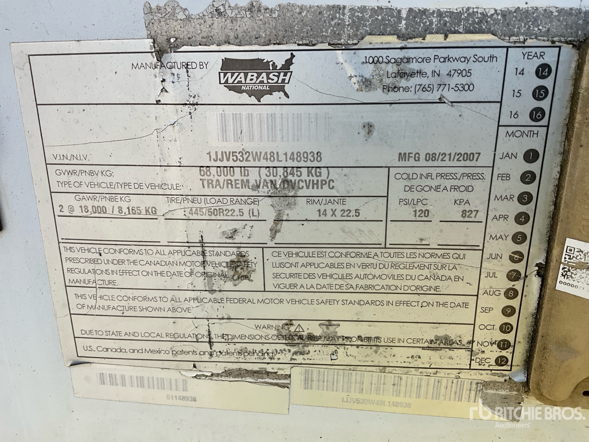 General Appearance with N.º de serie/VIN