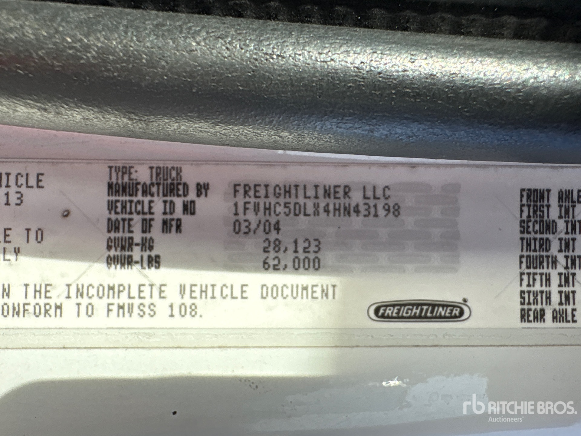 General Appearance with Serial Number / VIN