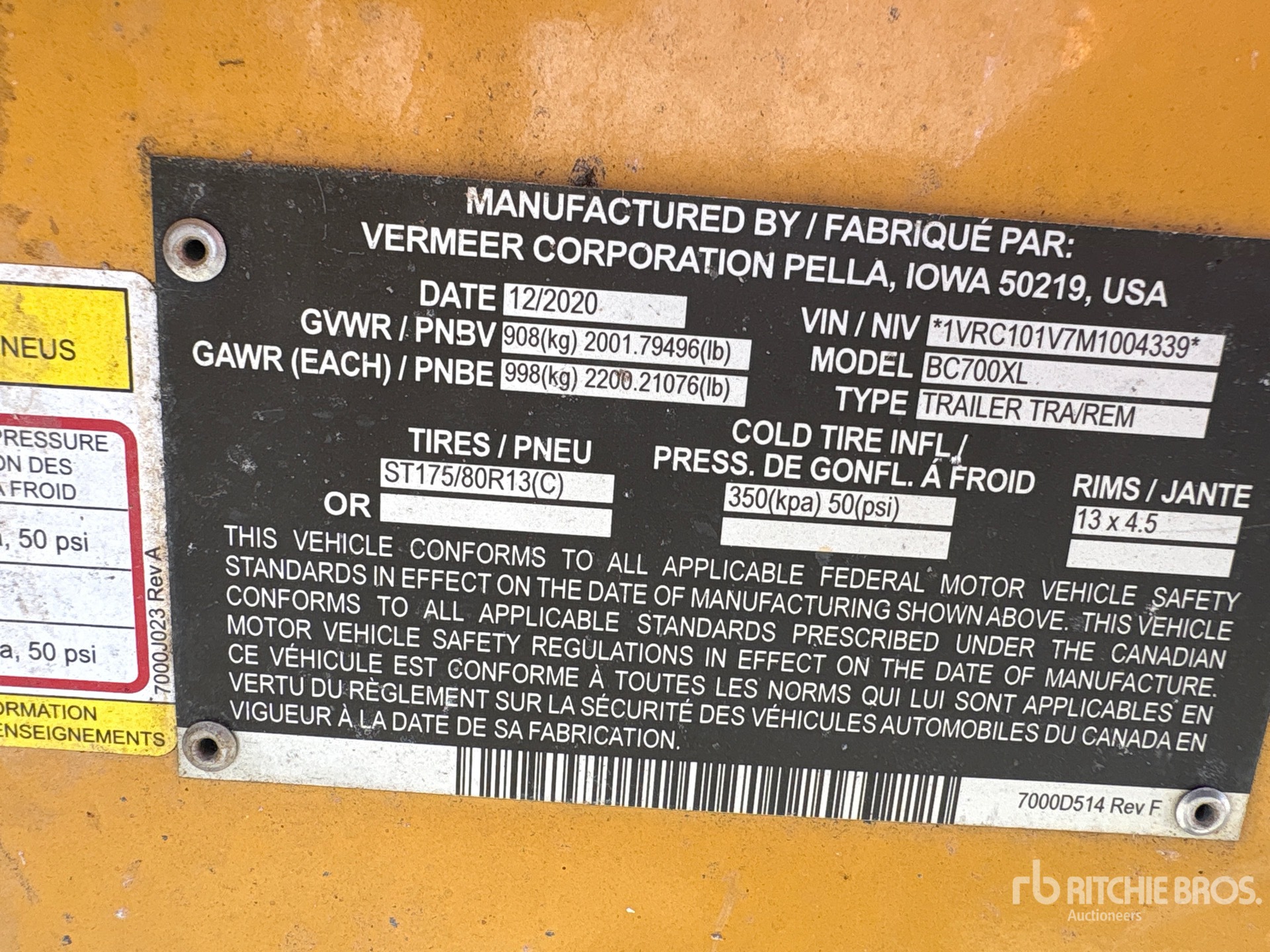 General Appearance with Serial Number / VIN