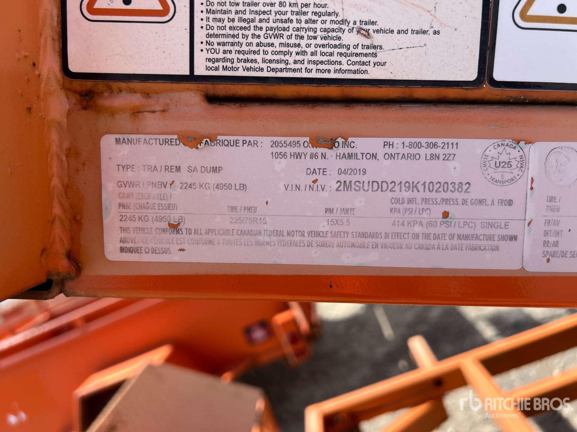 General Appearance with Serial Number / VIN