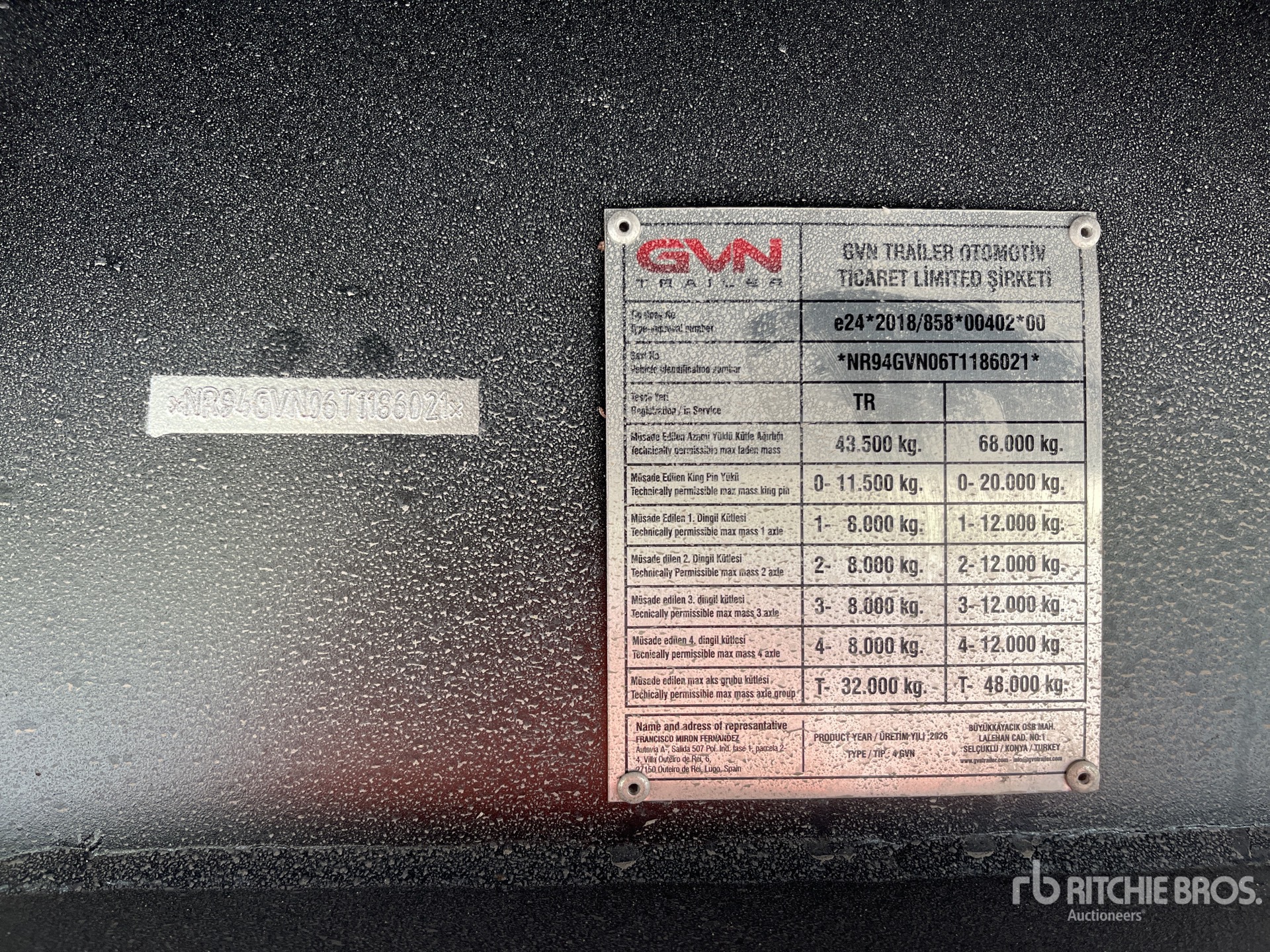 General Appearance with Serial Number / VIN