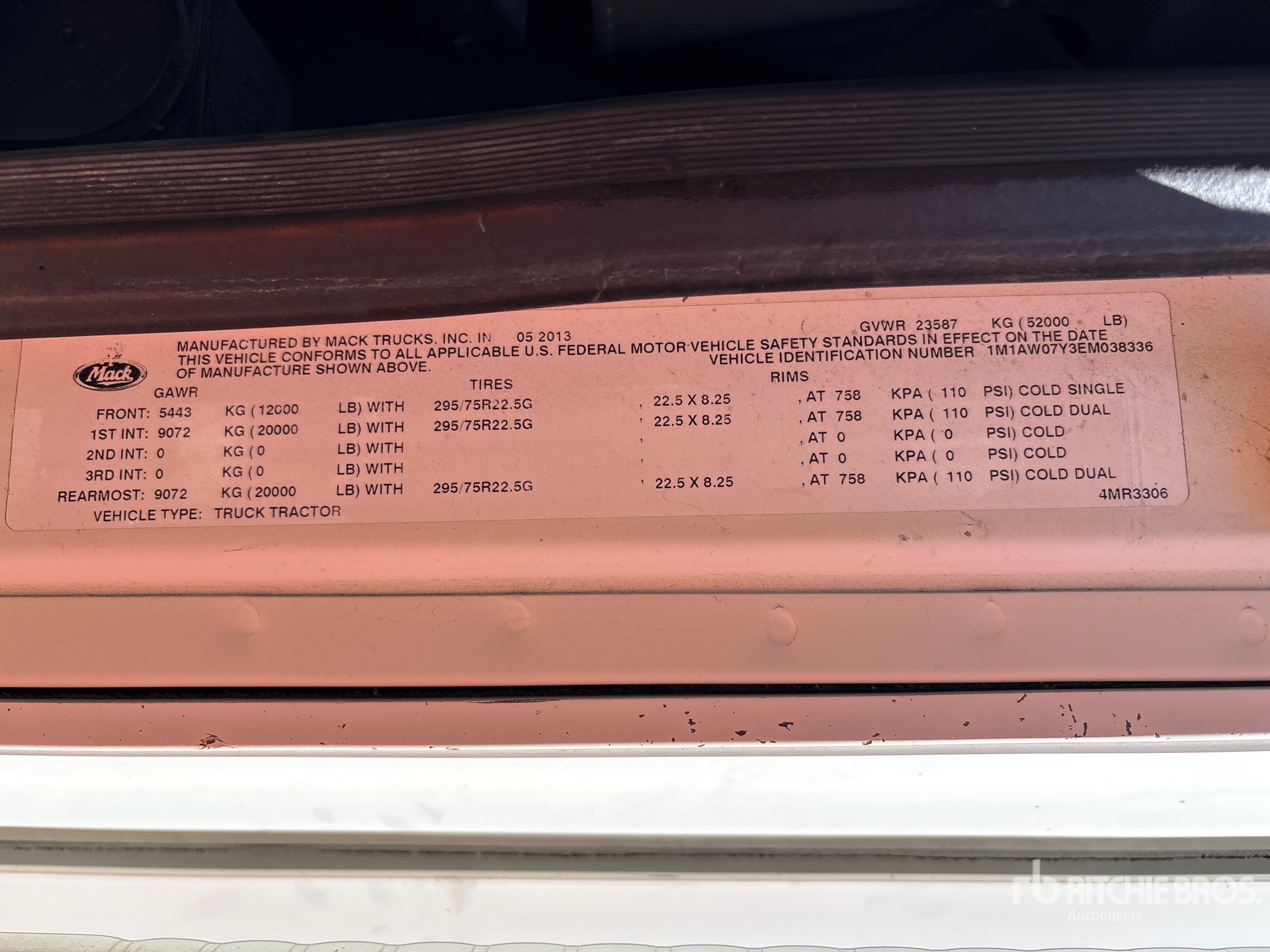 General Appearance with Serial Number / VIN