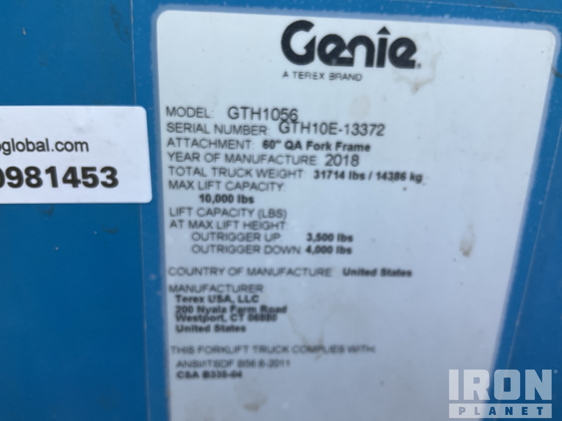 2018 Genie GTH-1056