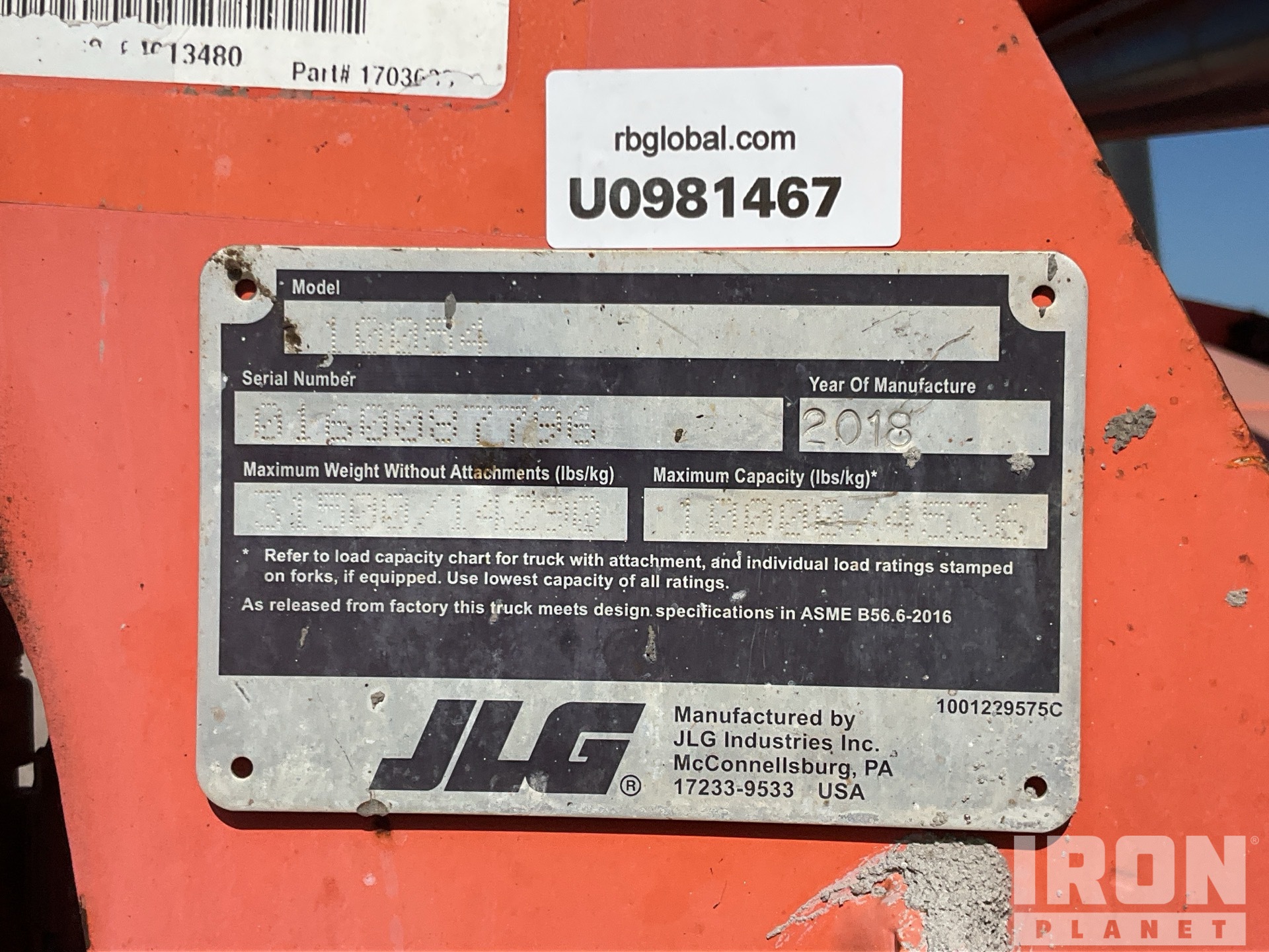 2018 JLG 10054
