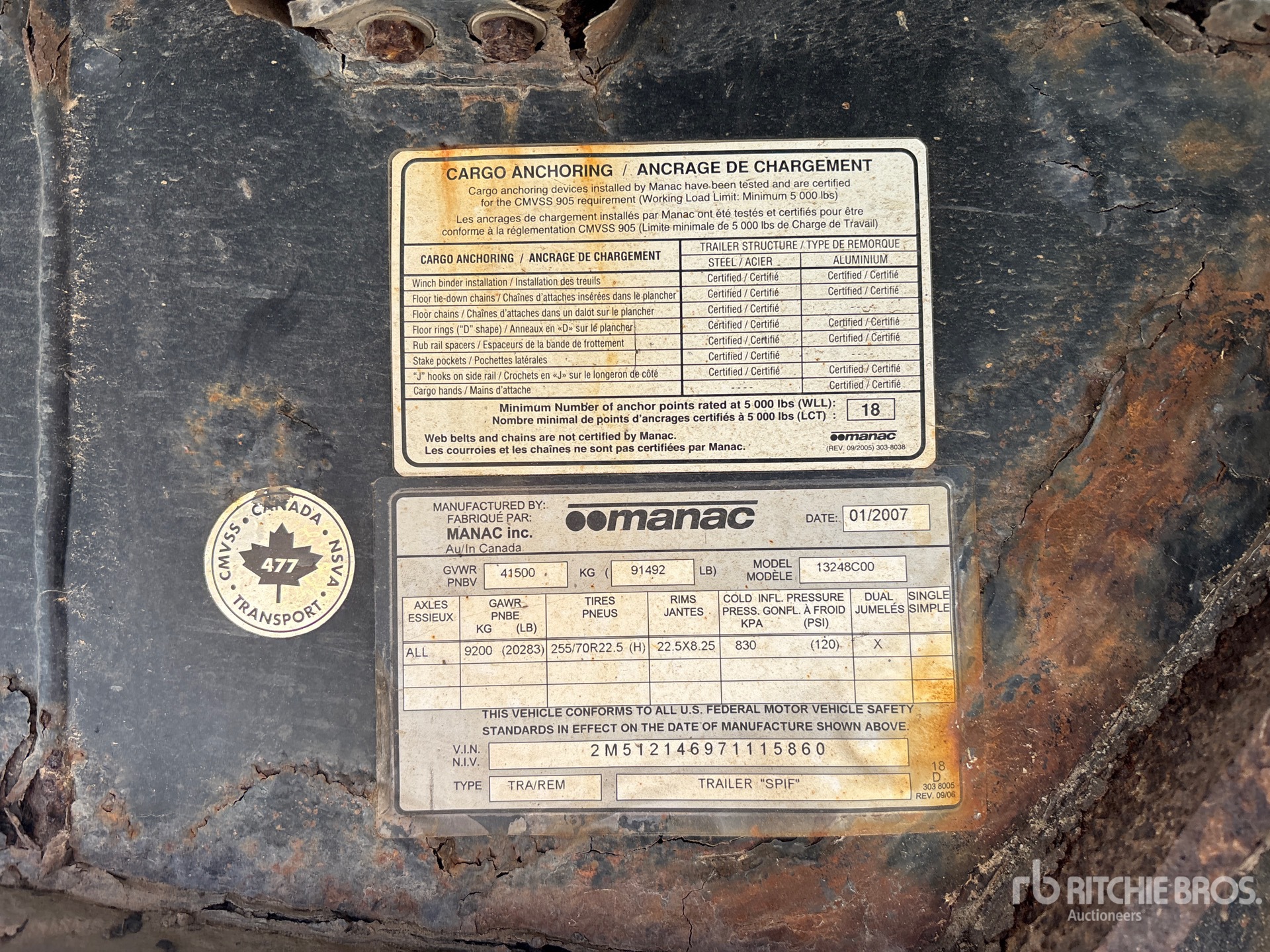 General Appearance with Serial Number / VIN