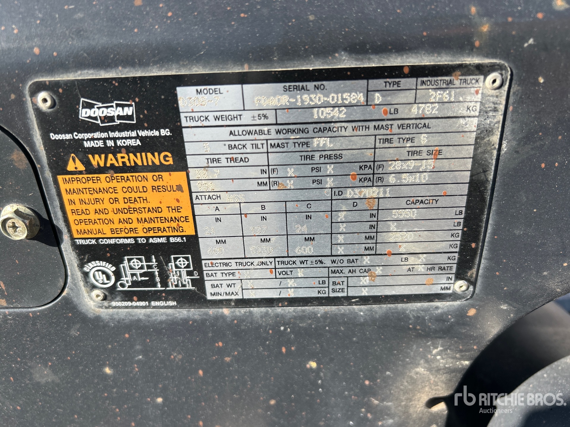 General Appearance with N.º de serie/VIN