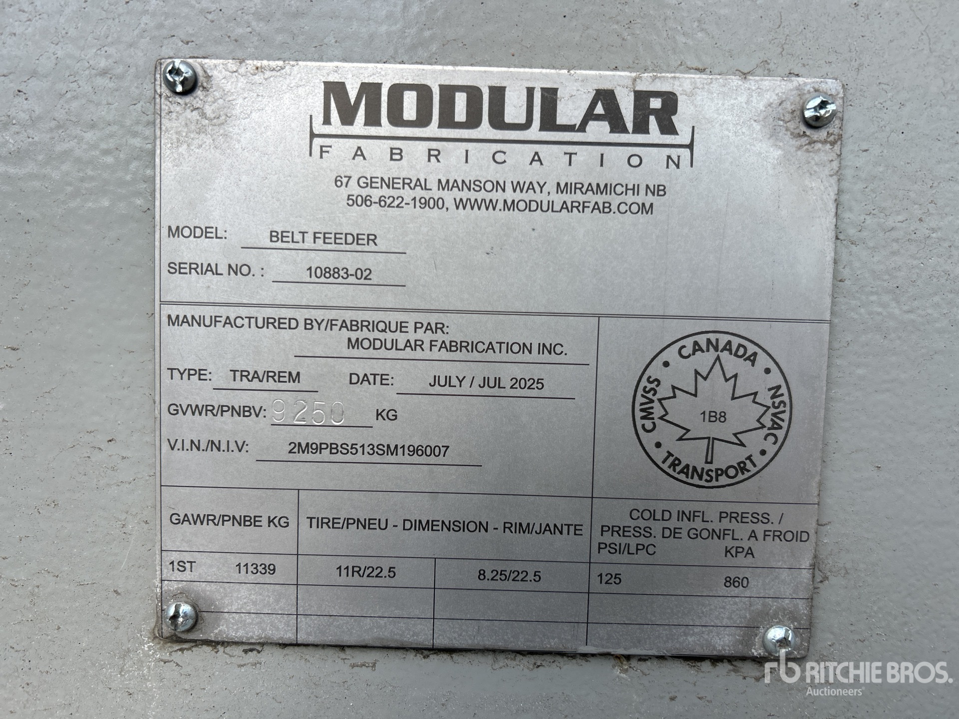 General Appearance with Serial Number / VIN