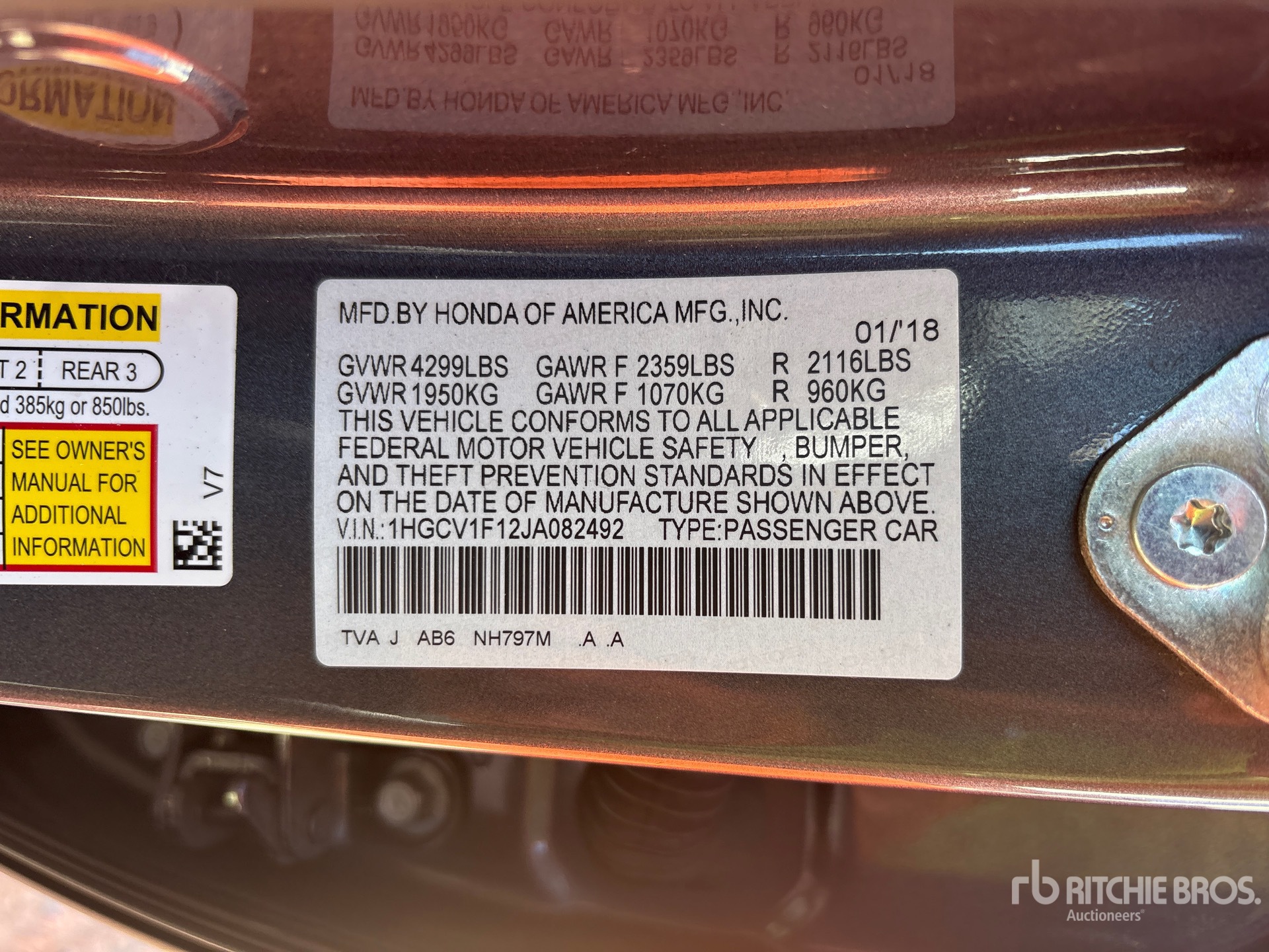 General Appearance with Serial Number / VIN