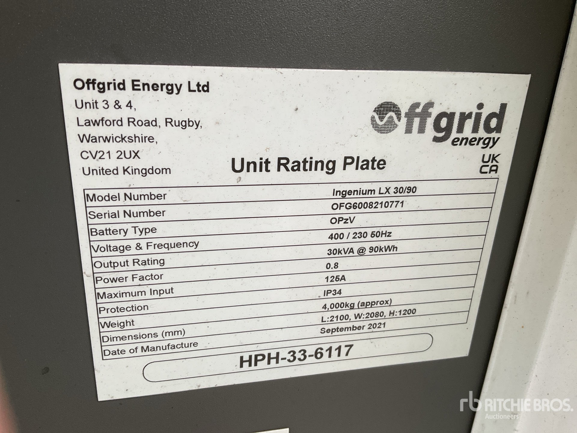 General Appearance with Serial Number / VIN