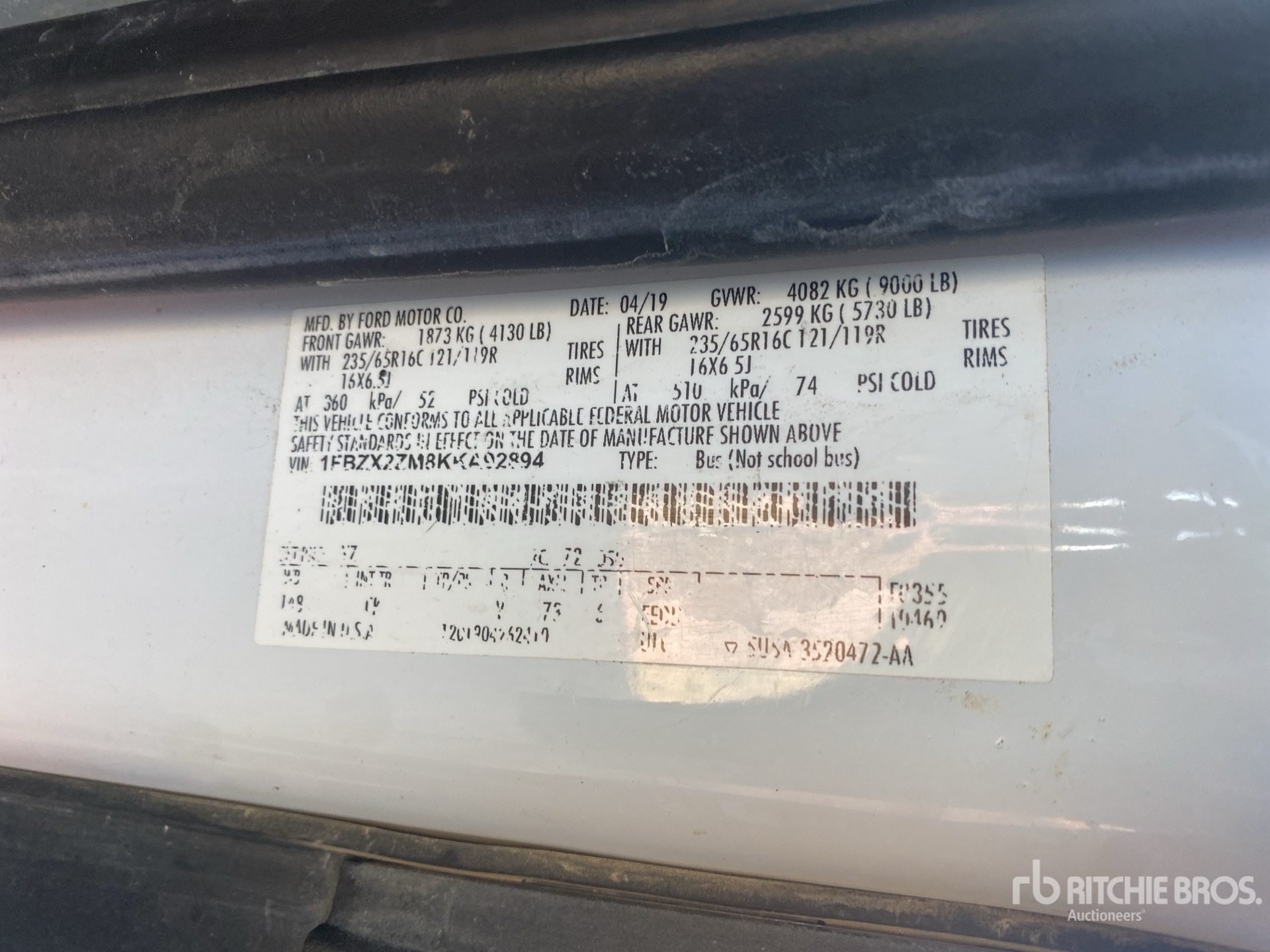 General Appearance with Serial Number / VIN