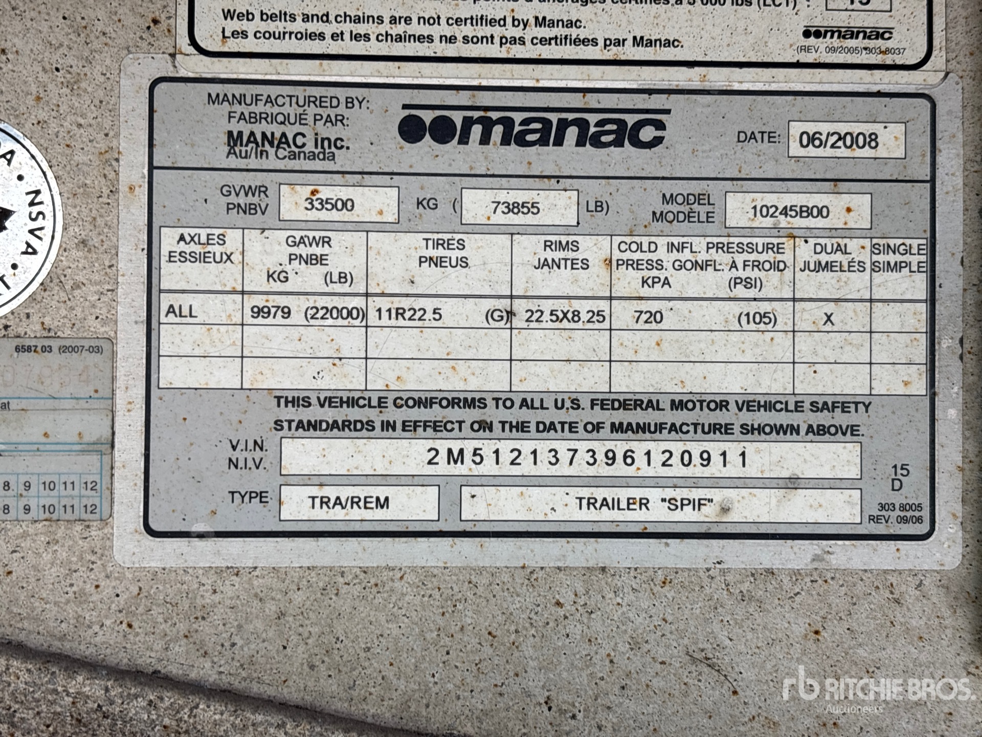 General Appearance with N.º de serie/VIN