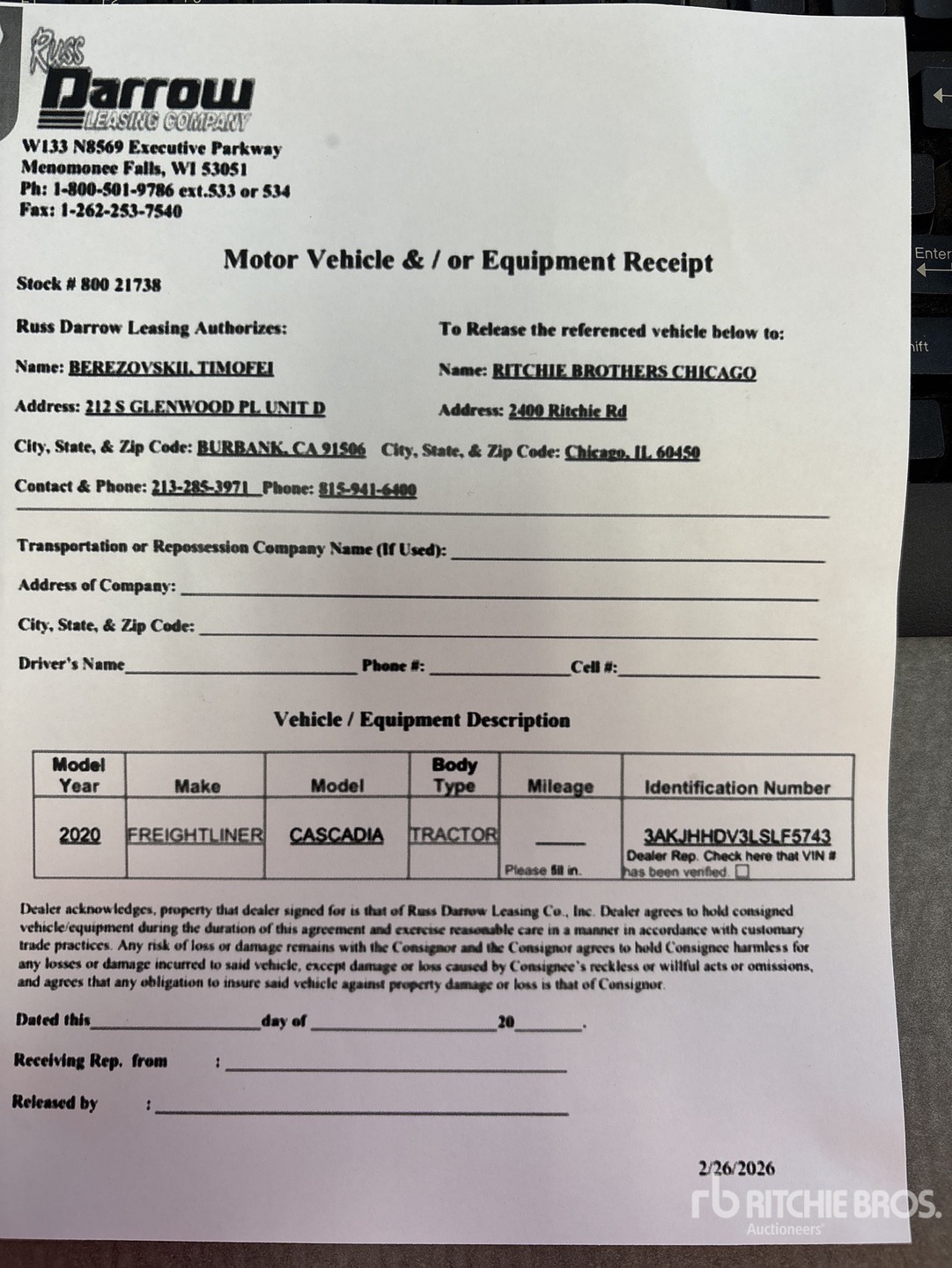 2019 Freightliner CASCADIA
