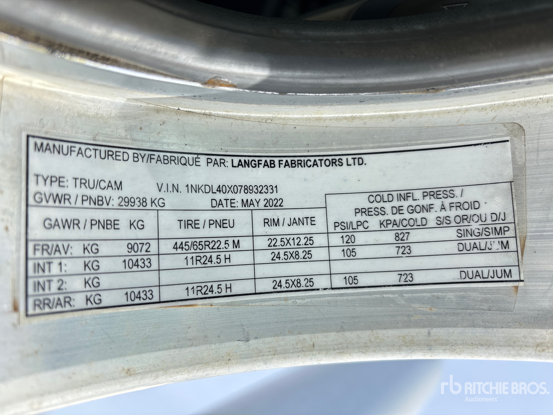 General Appearance with N.º de serie/VIN