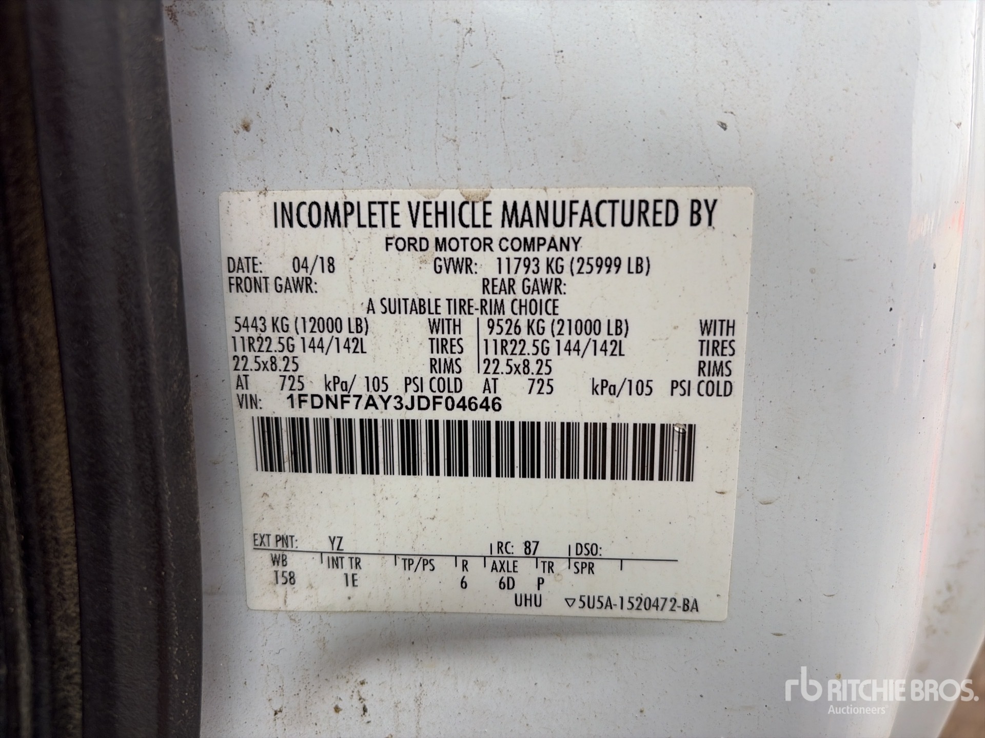 General Appearance with Serial Number / VIN