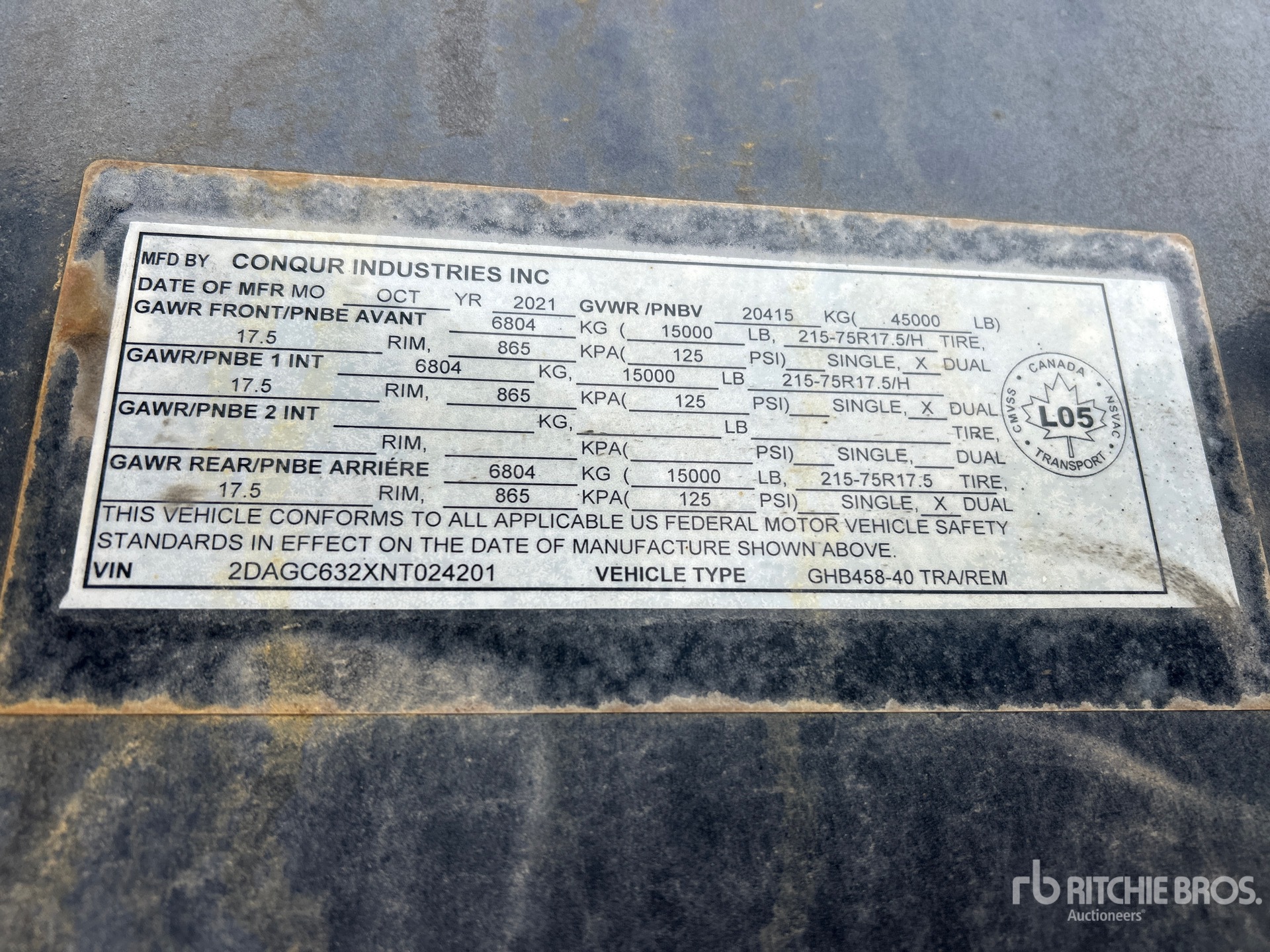 General Appearance with Serial Number / VIN