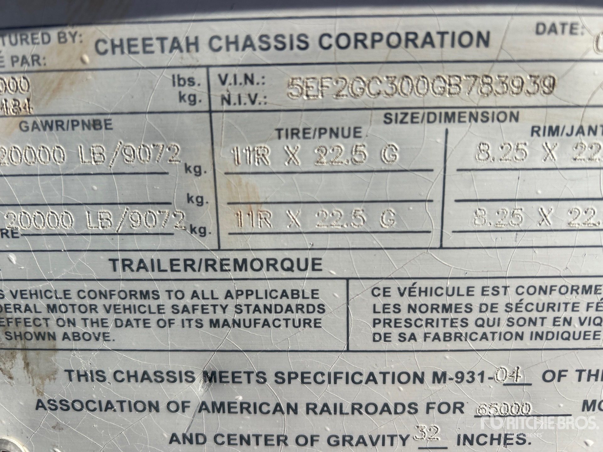 General Appearance with Serial Number / VIN