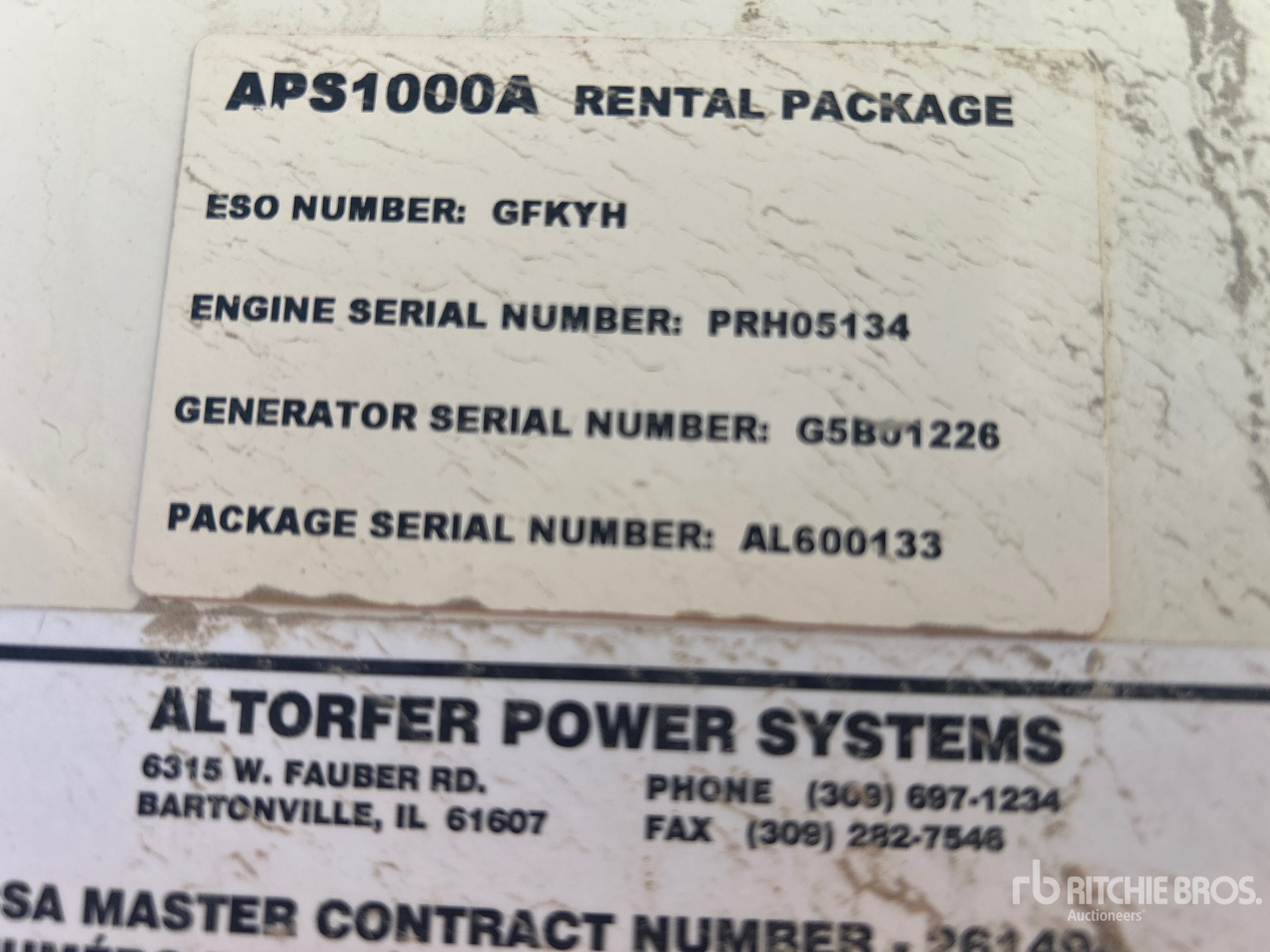General Appearance with Unit Serial Number