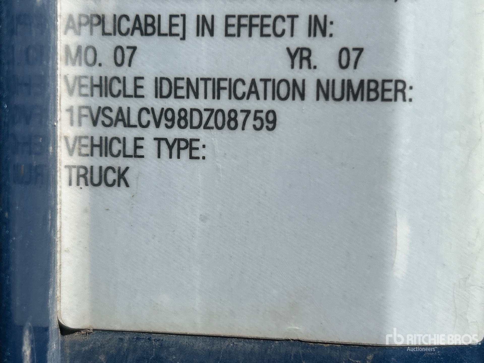 General Appearance with Serial Number / VIN