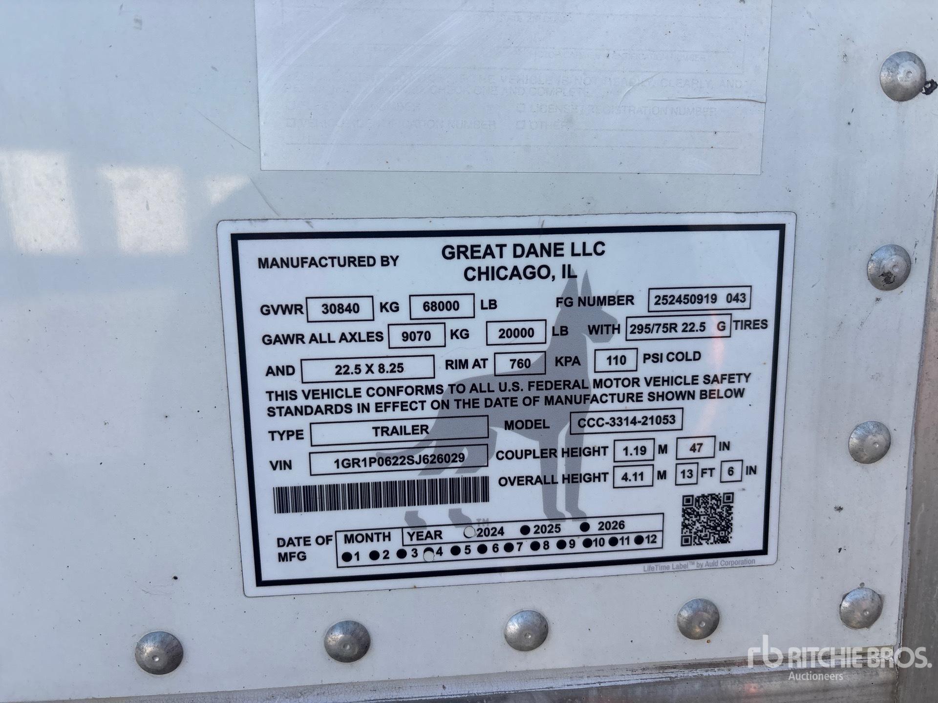 General Appearance with Serial Number / VIN