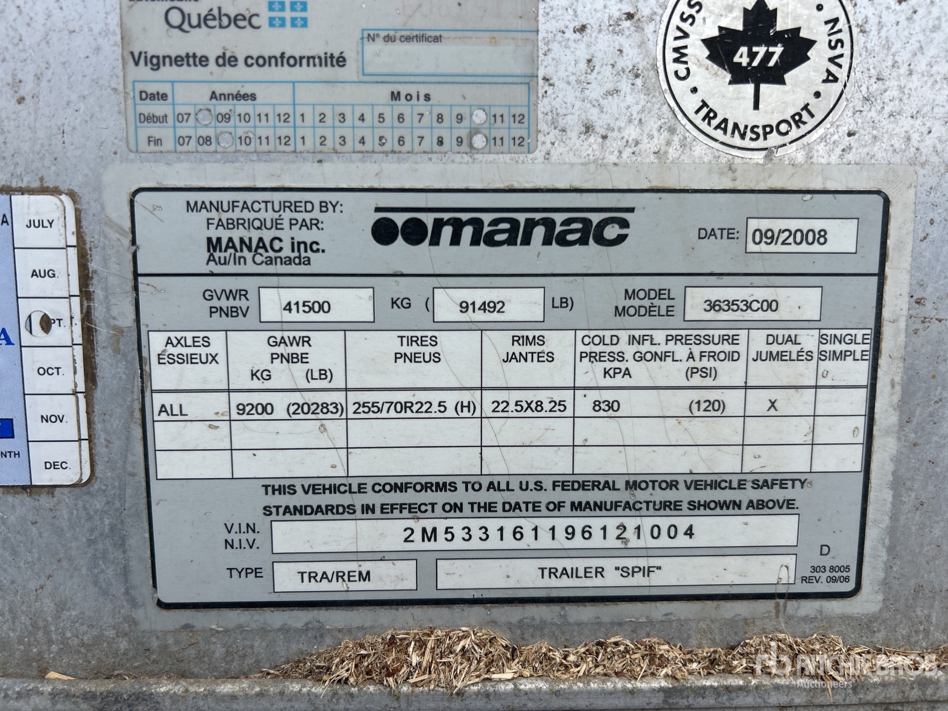 General Appearance with Serial Number / VIN