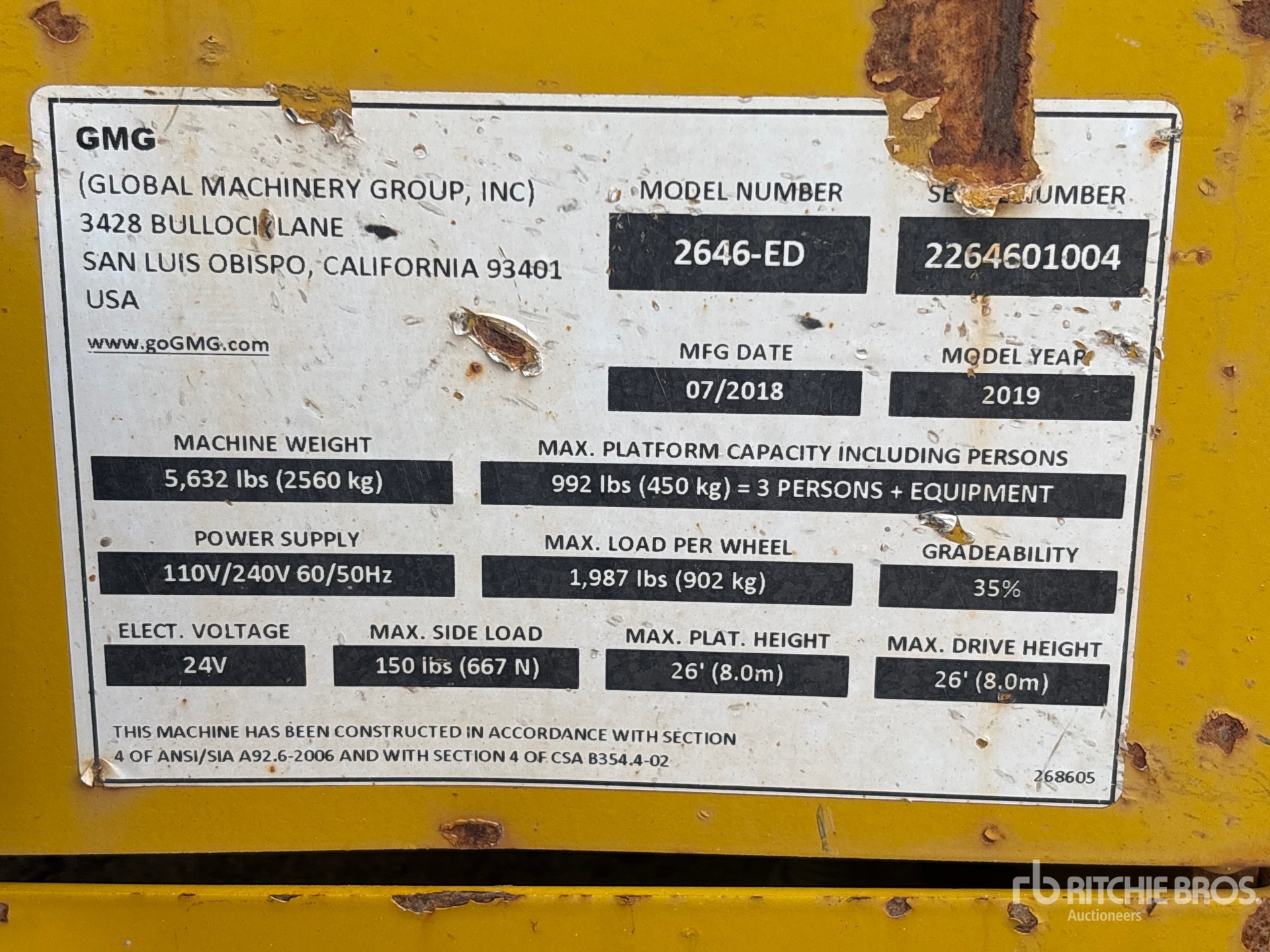 General Appearance with Serial Number / VIN