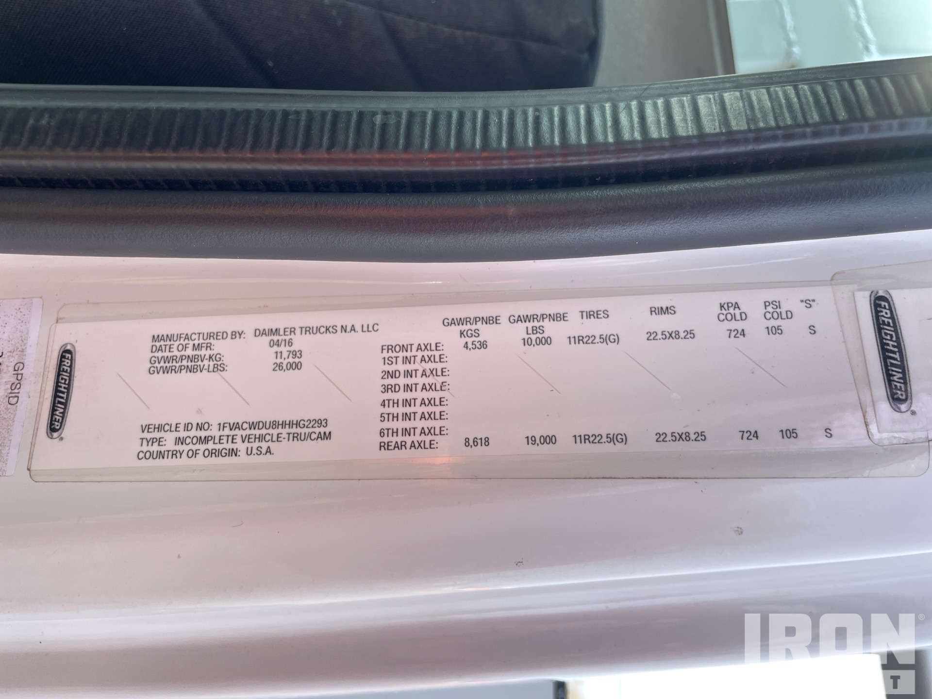 General Appearance with Serial Number / VIN