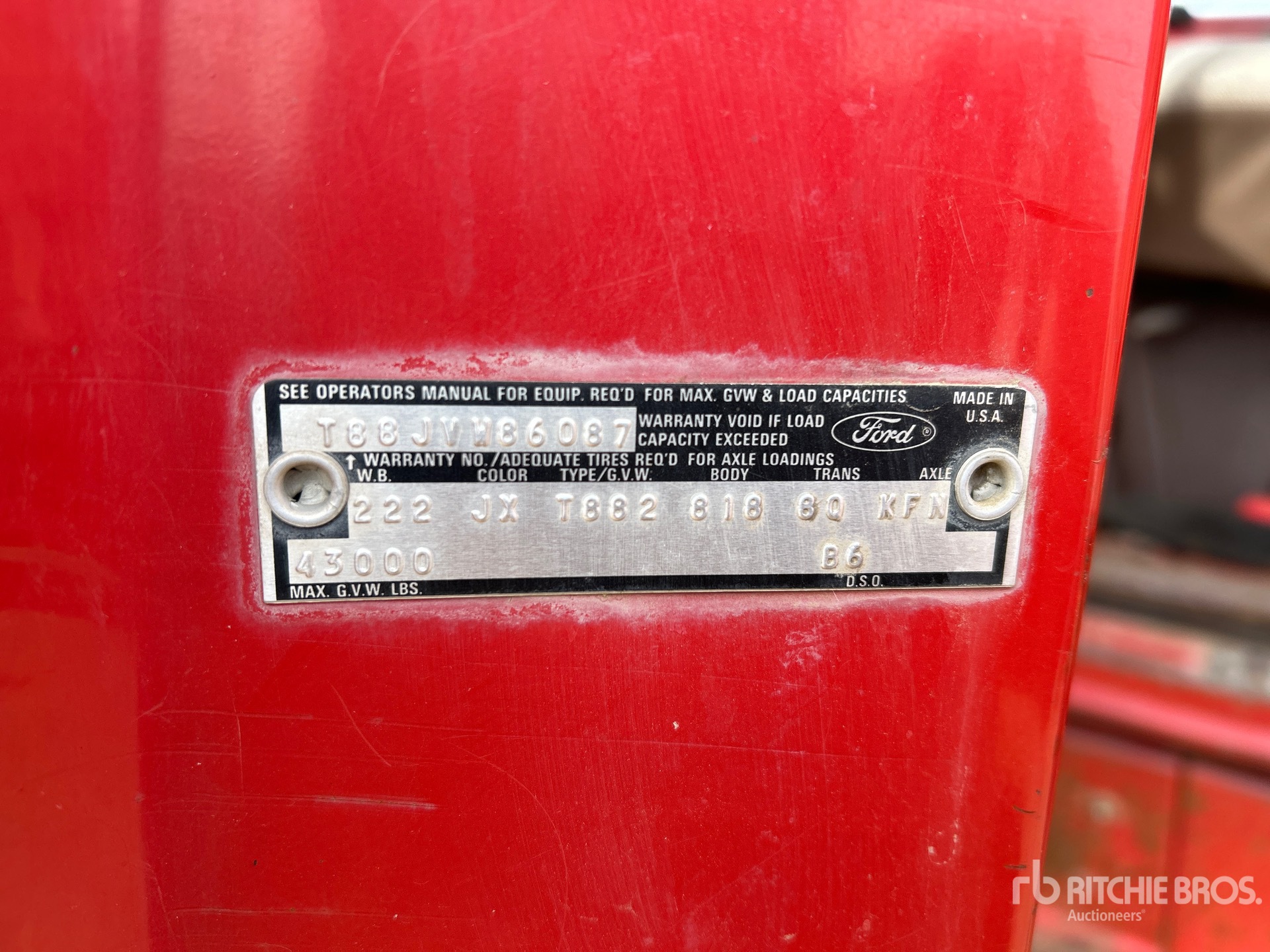 General Appearance with Serial Number / VIN