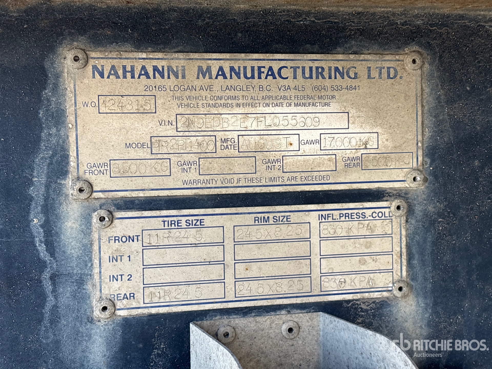 General Appearance with N.º de serie/VIN