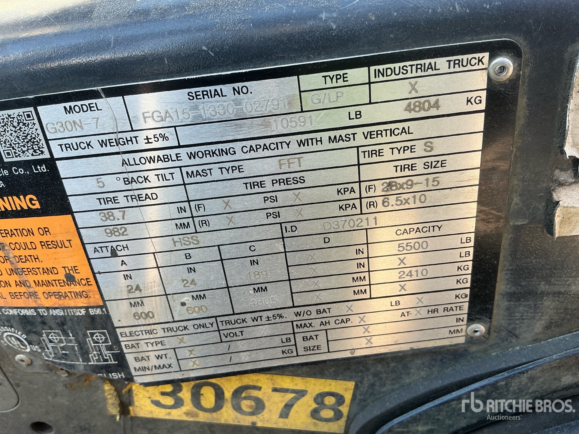 General Appearance with Serial Number / VIN