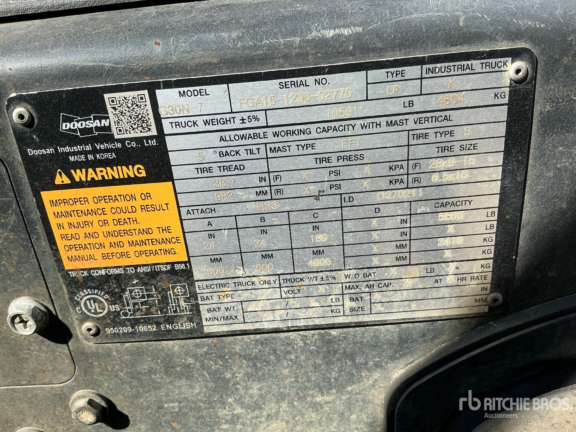 General Appearance with Serial Number / VIN