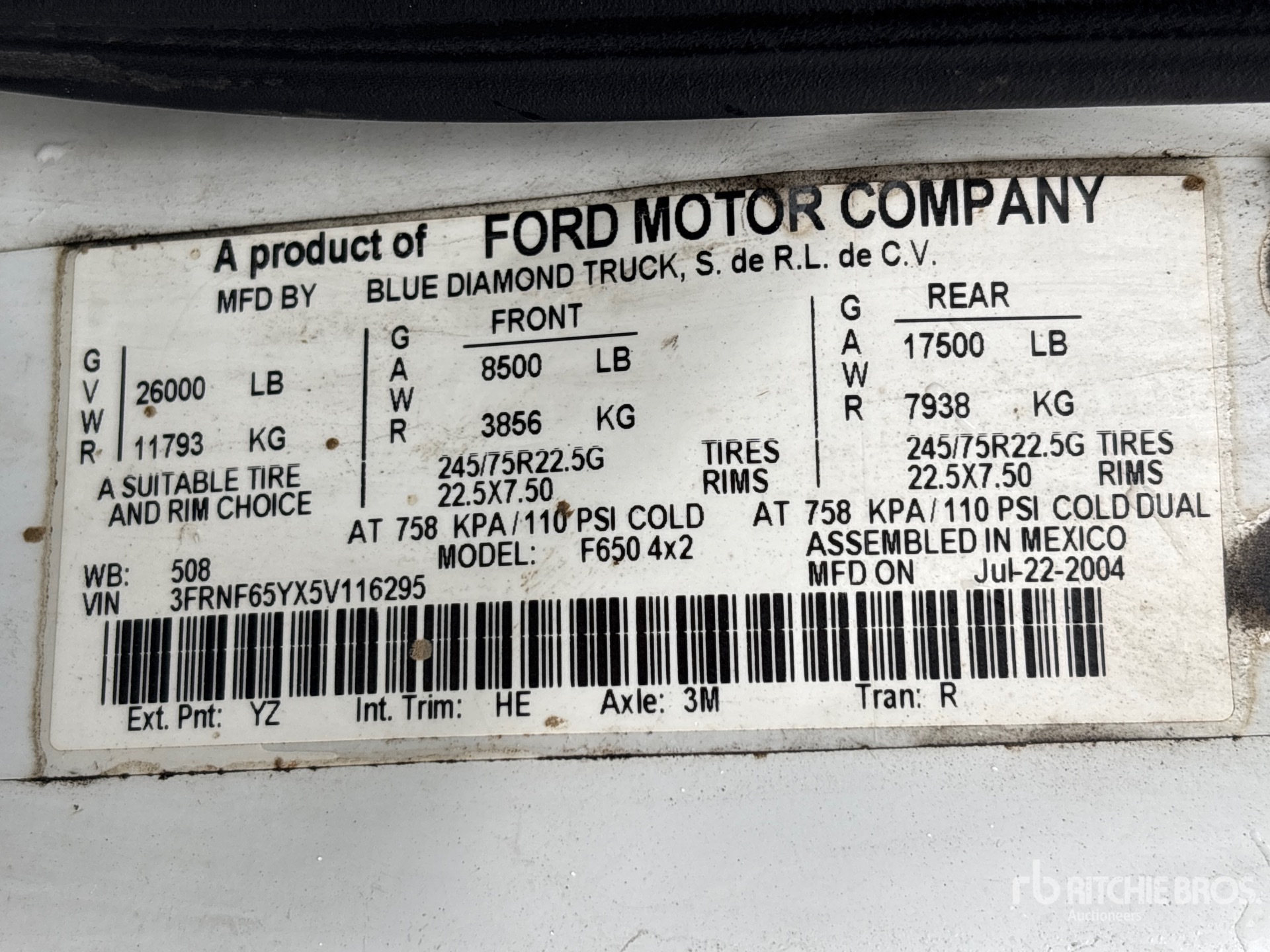 General Appearance with Serial Number / VIN