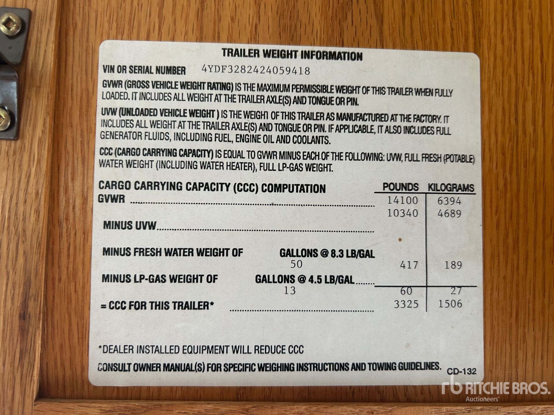 General Appearance with N.º de serie/VIN