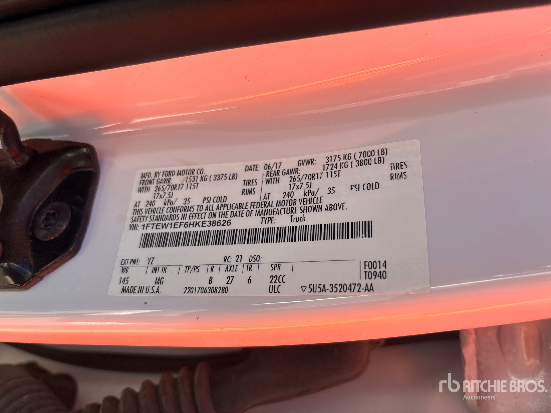 General Appearance with Serial Number / VIN