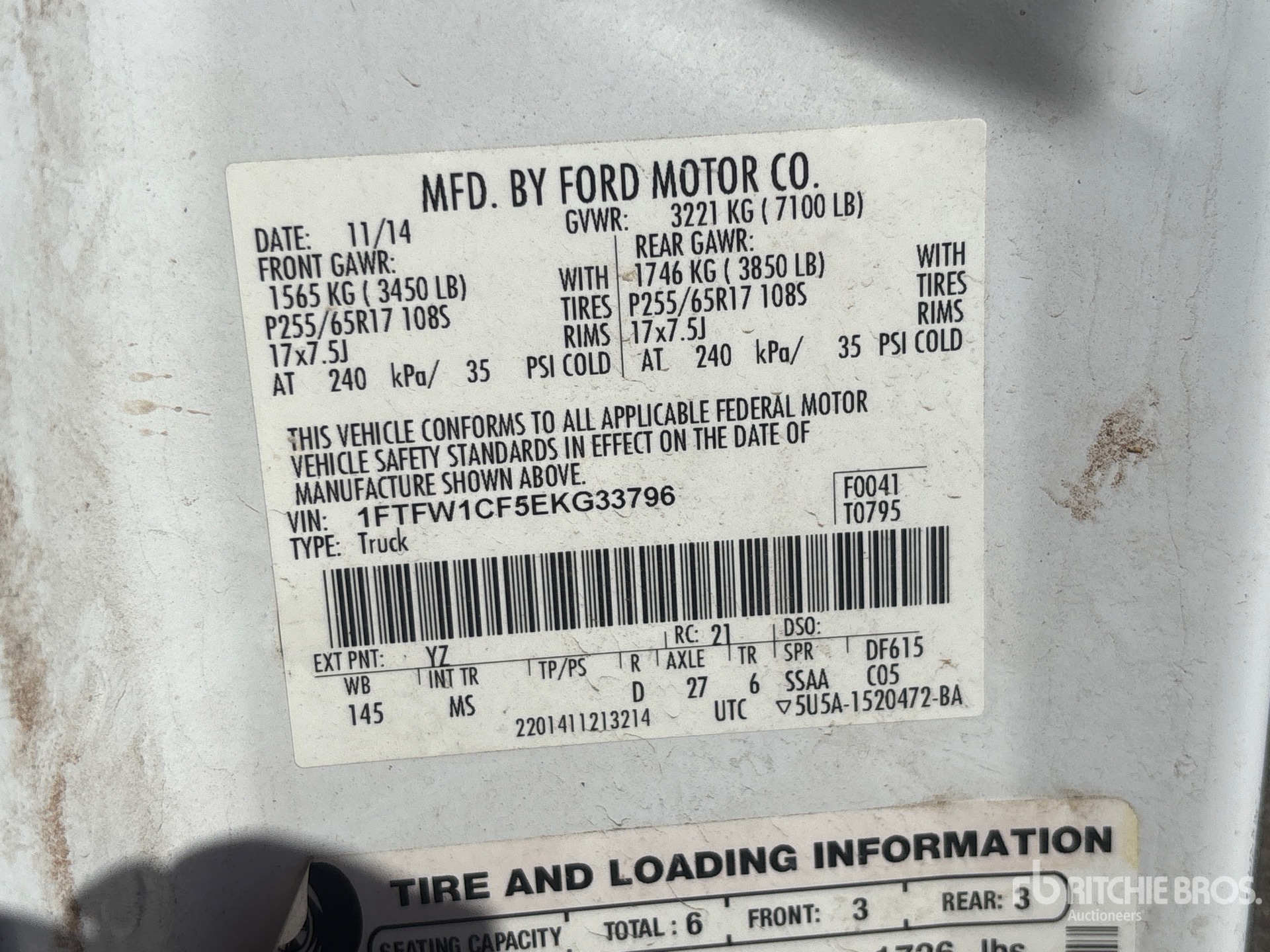 General Appearance with Serial Number / VIN