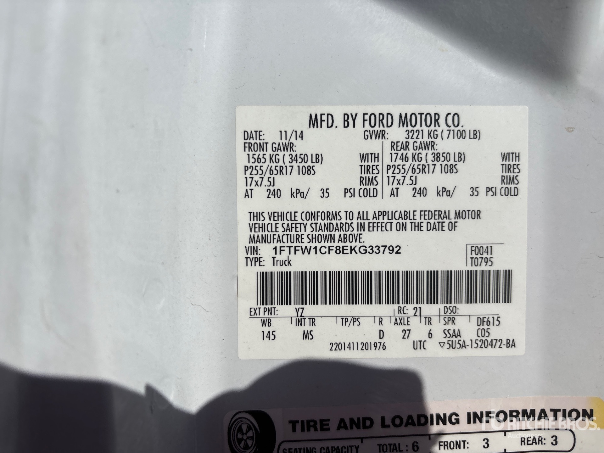 General Appearance with Serial Number / VIN