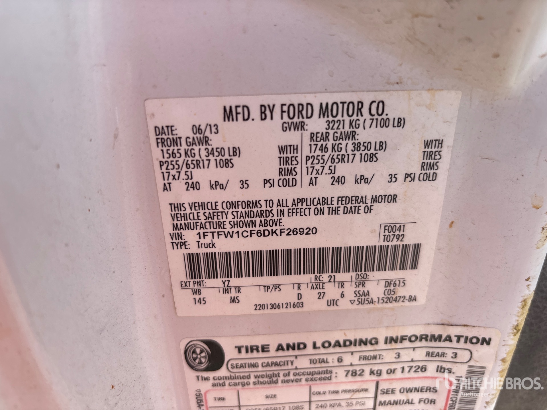 General Appearance with Serial Number / VIN