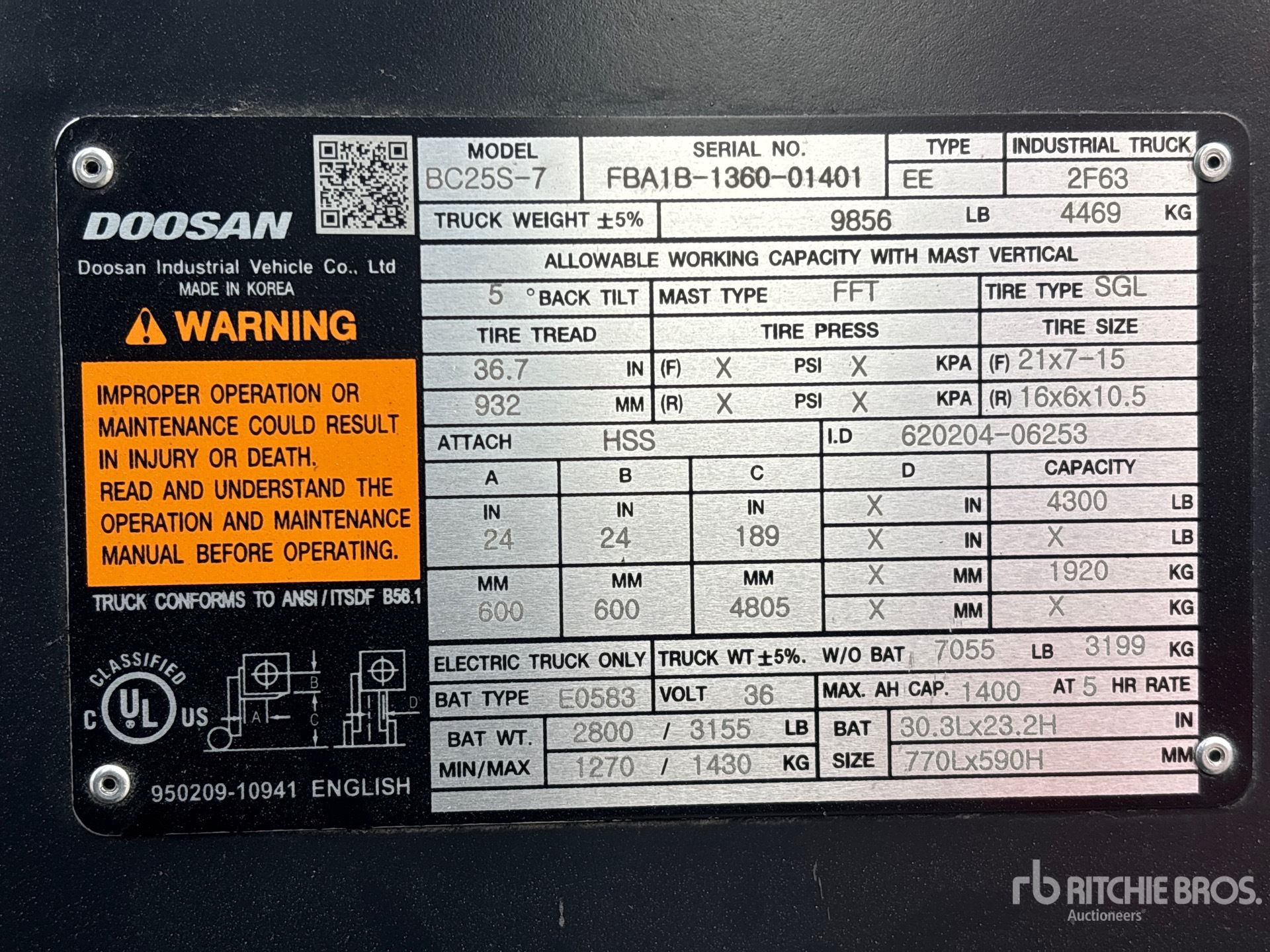 General Appearance with Serial Number / VIN