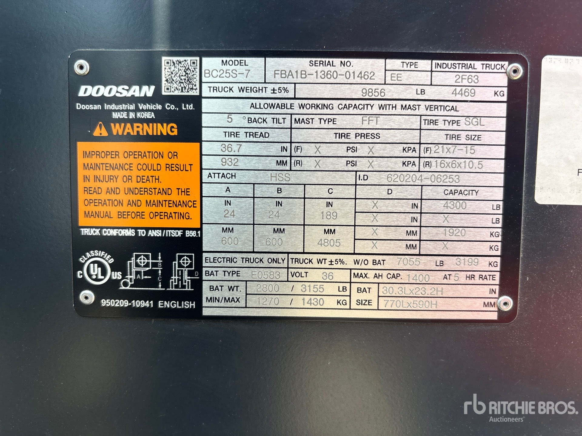 General Appearance with Serial Number / VIN